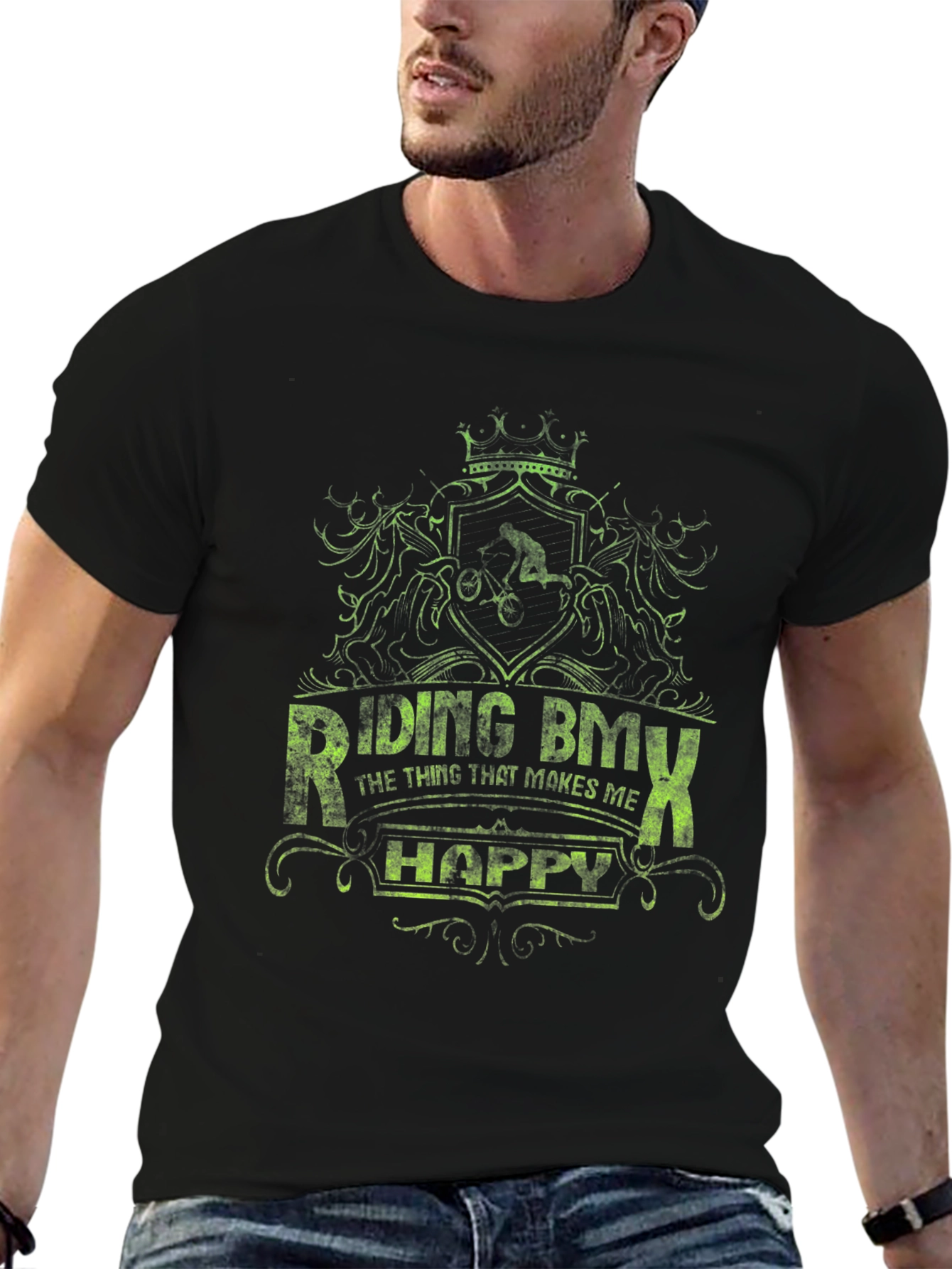 Riding BMX Makes Me Happy Graphic Tee - Black