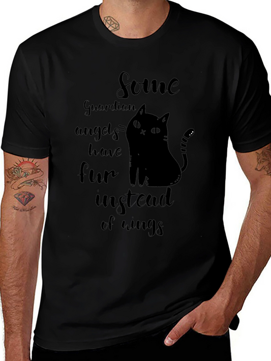 Guardian Angel Cat T-Shirt - Unisex Black Tee