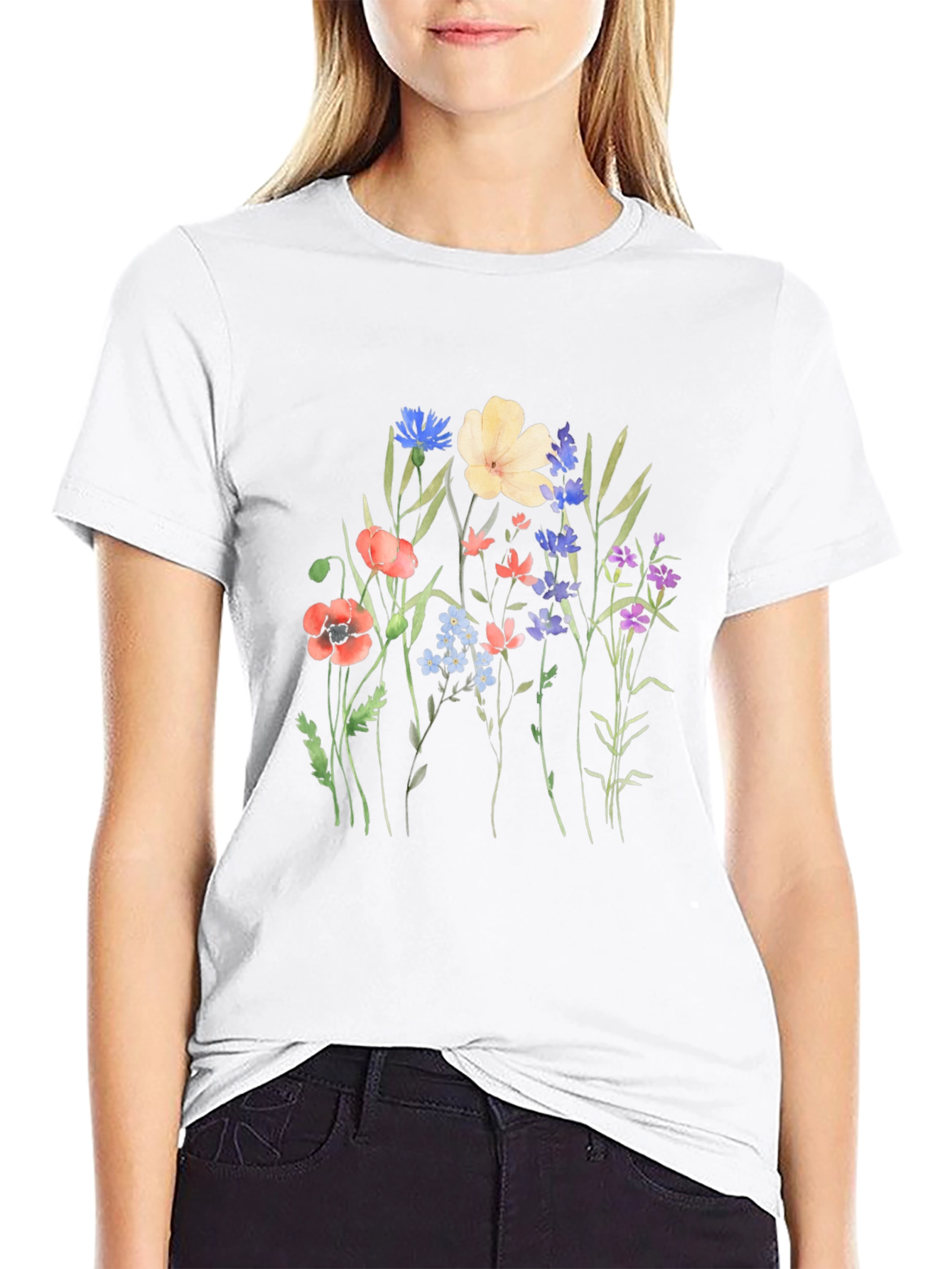 Floral Print Black T-Shirt - Nature Lover Tee