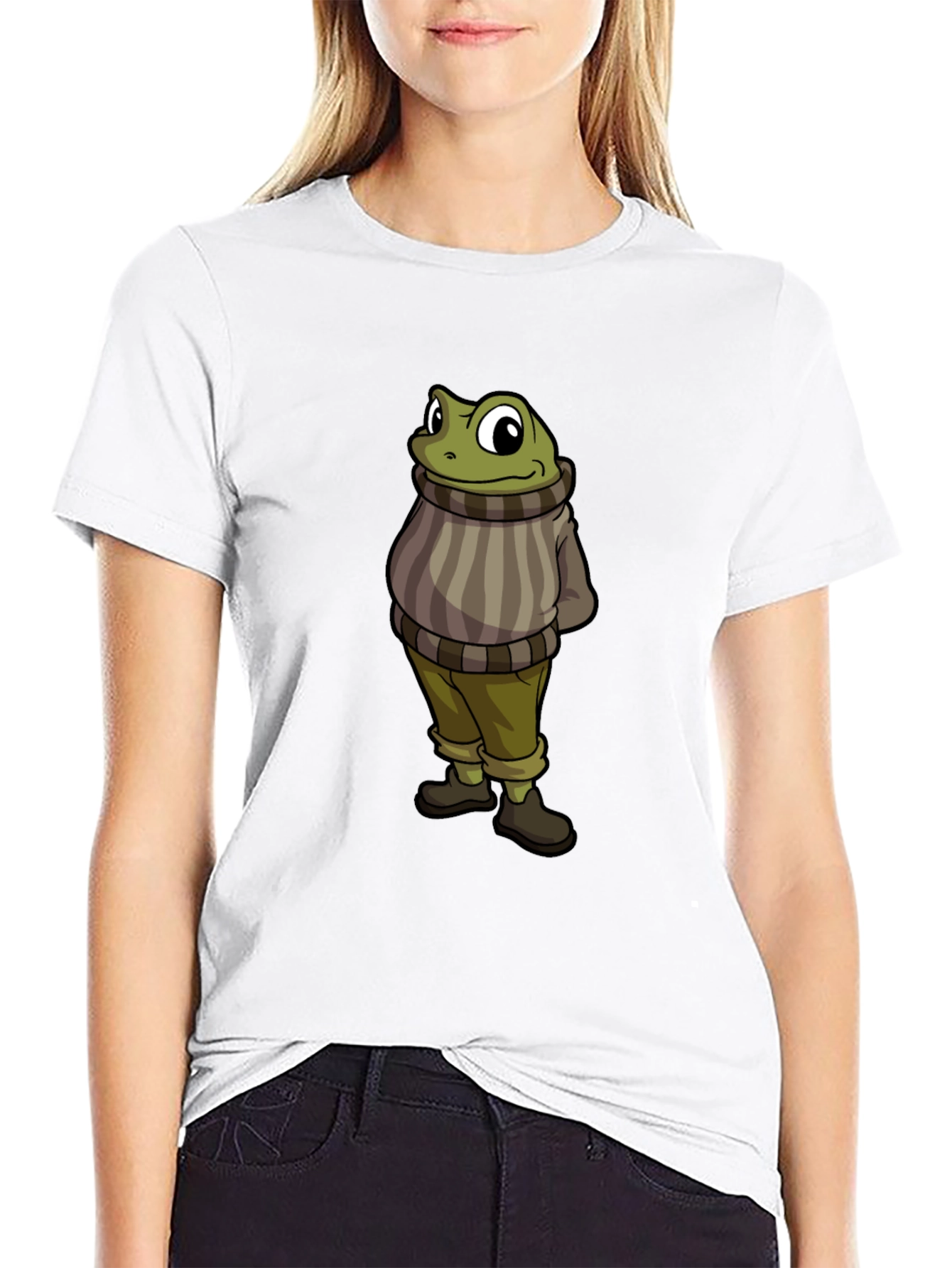 Frog in Sweater Graphic T-Shirt