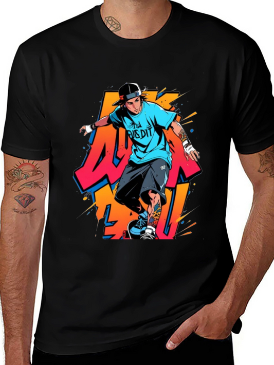 Cool Skater Graphic Tee - Black