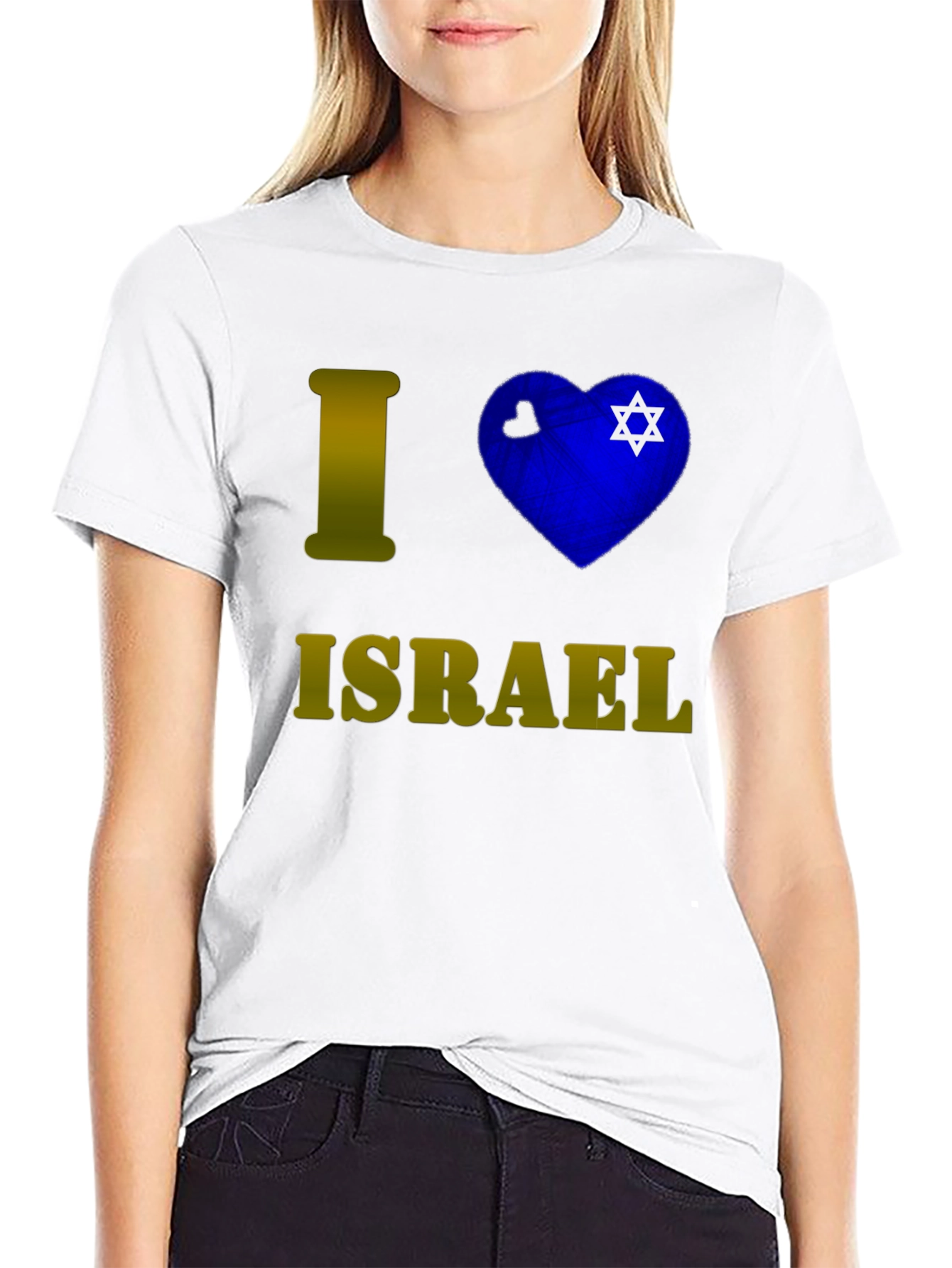 I Love Israel T-Shirt Black Cotton Graphic Tee