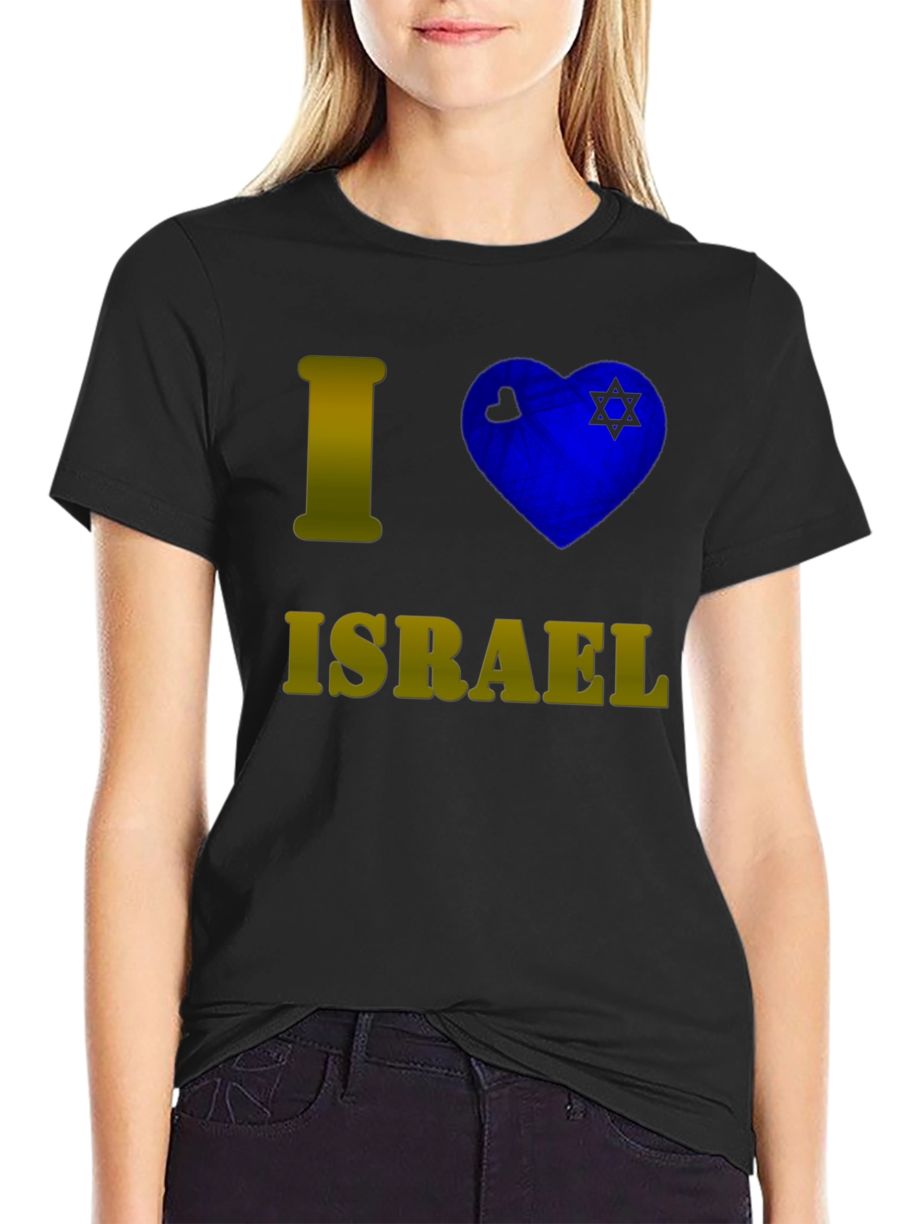 I Love Israel T-Shirt Black Cotton Graphic Tee