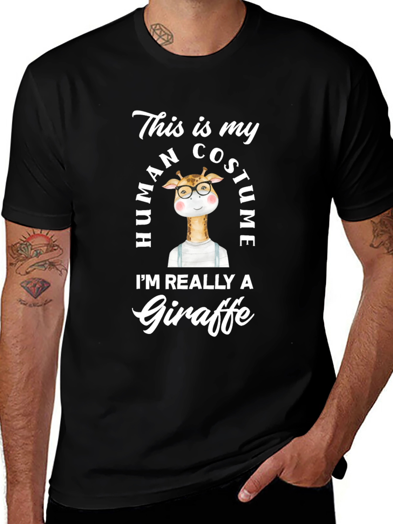 Funny Giraffe Human Costume T-Shirt