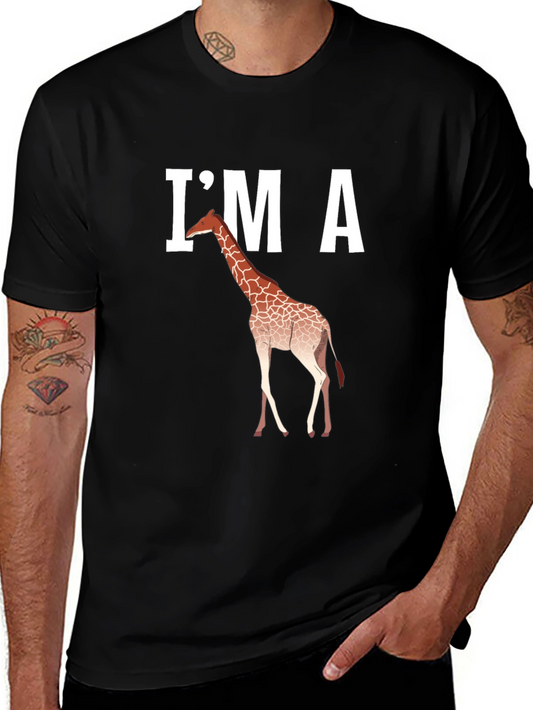 Im A Giraffe Graphic Tee - Casual Black T-Shirt