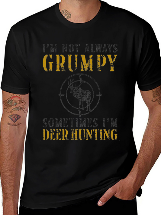 Grumpy Deer Hunting T-Shirt - Mens Black Tee