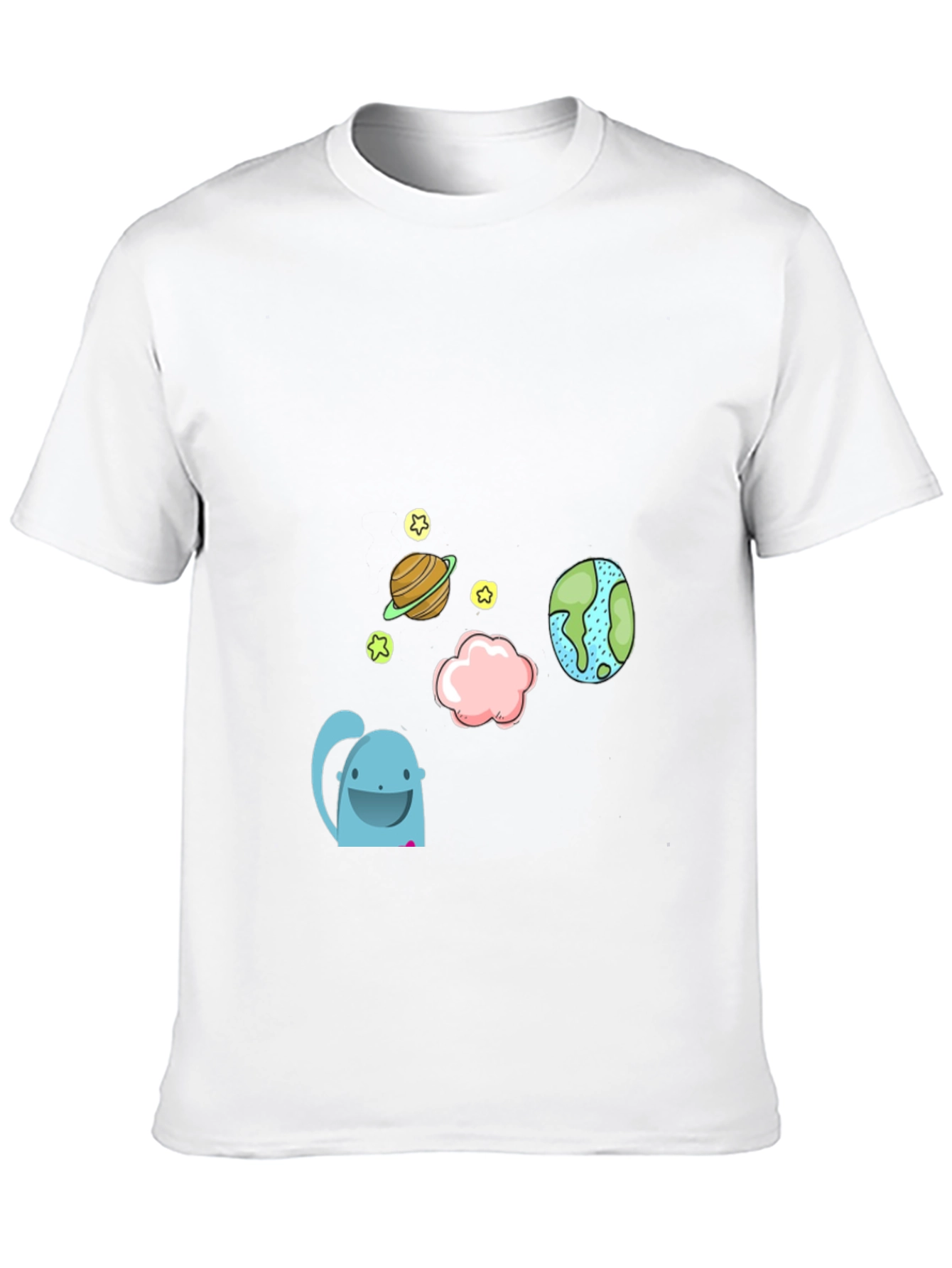 Cartoon Space Graphic Black T-Shirt