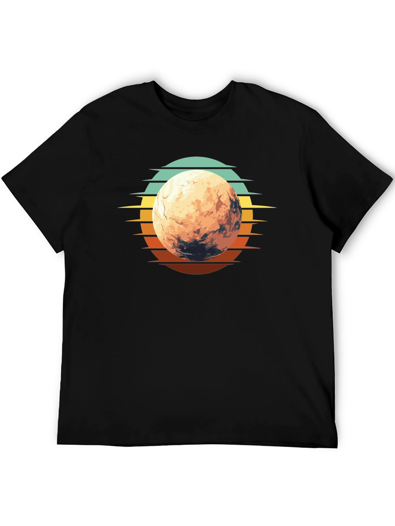 Retro Mars Graphic T-Shirt - Black Cotton Blend