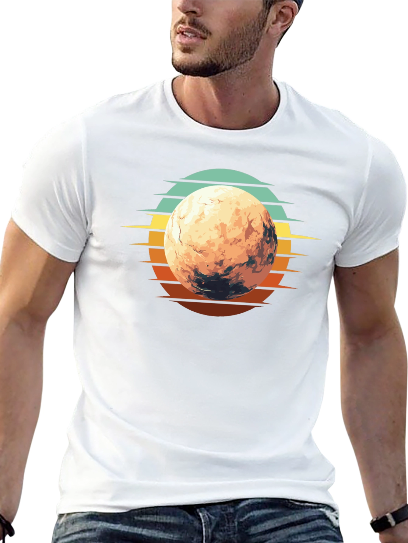 Retro Mars Graphic T-Shirt - Black Cotton Blend