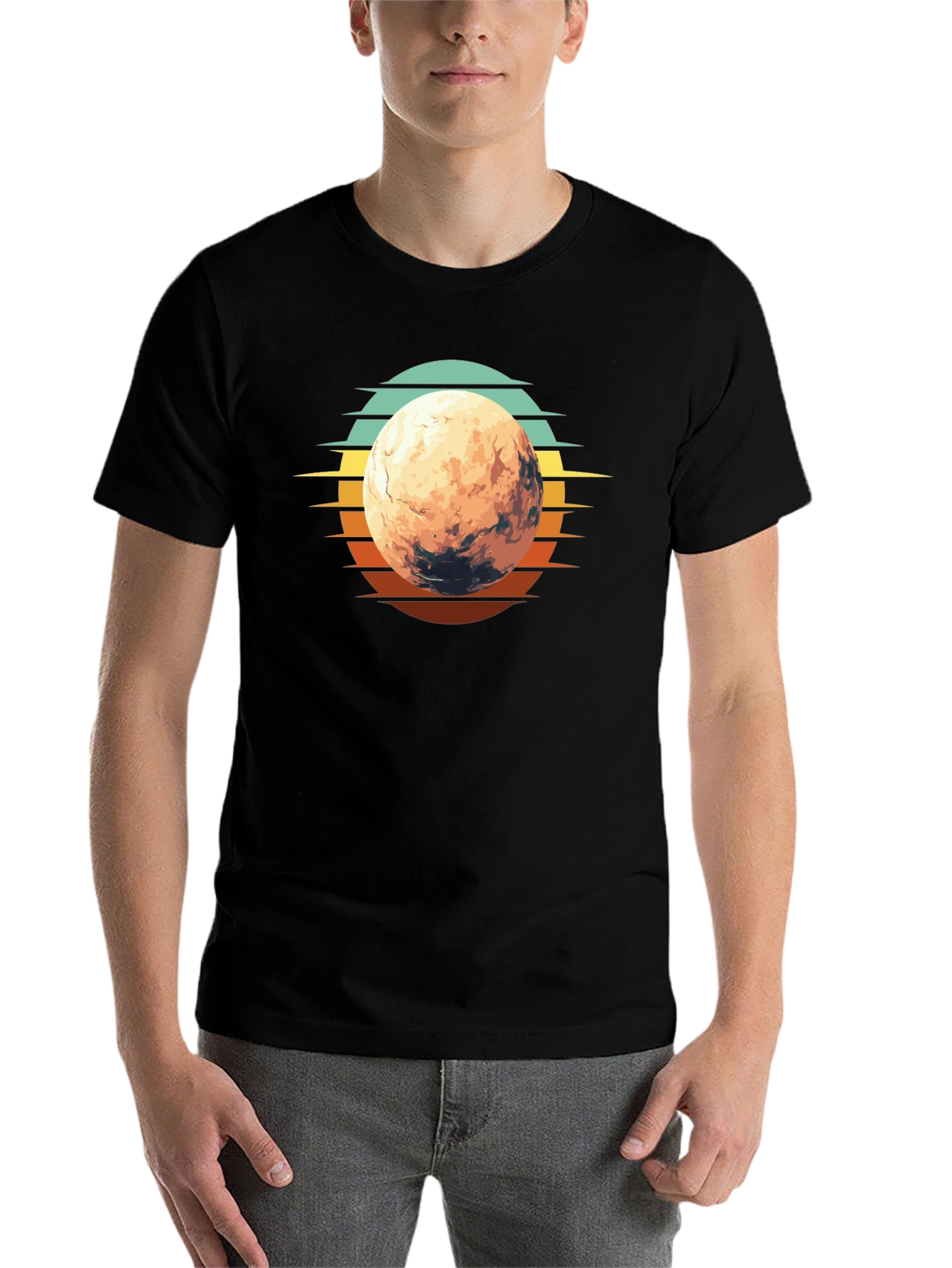 Retro Mars Graphic T-Shirt - Black Cotton Blend