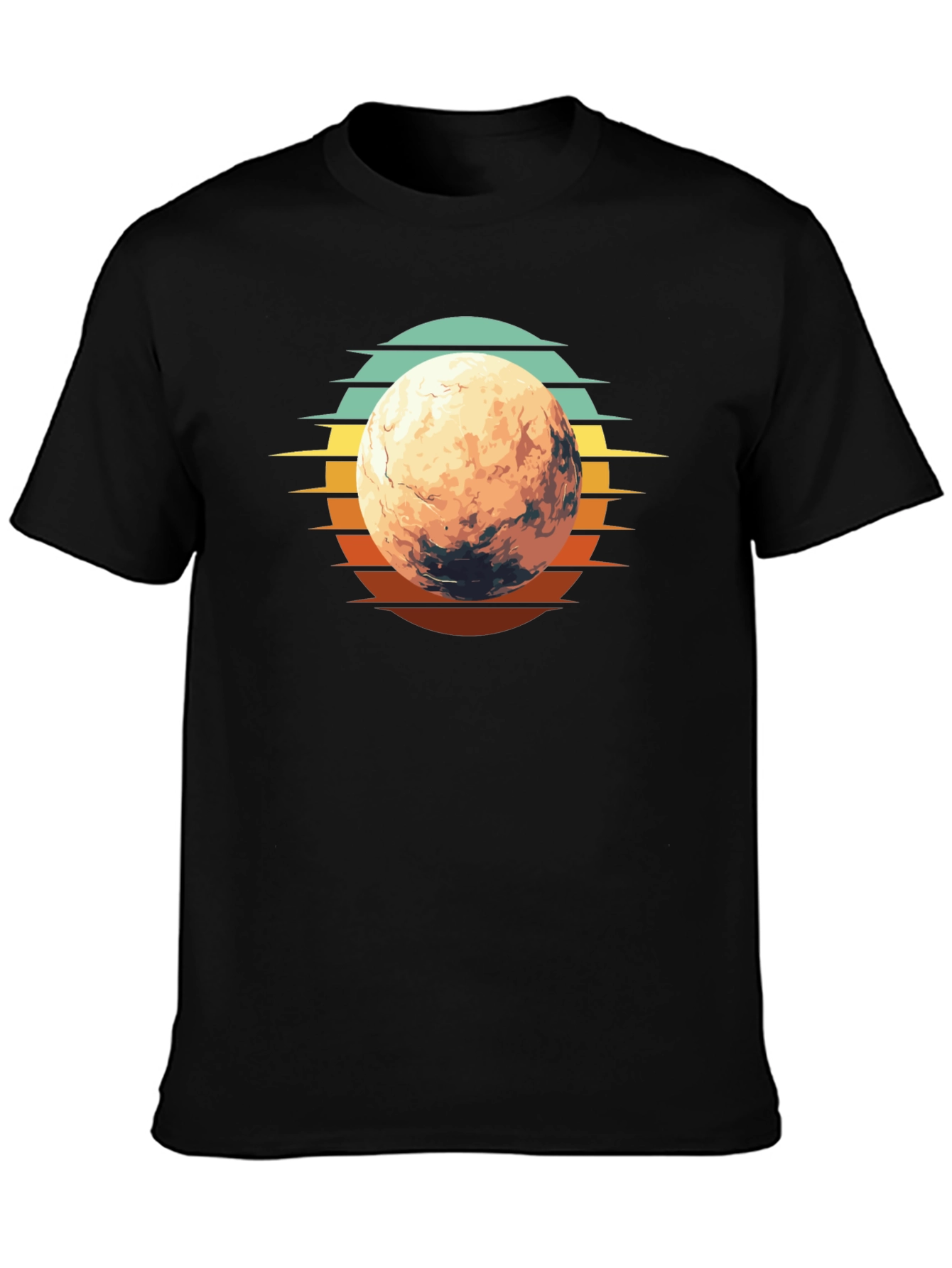 Retro Mars Graphic T-Shirt - Black Cotton Blend
