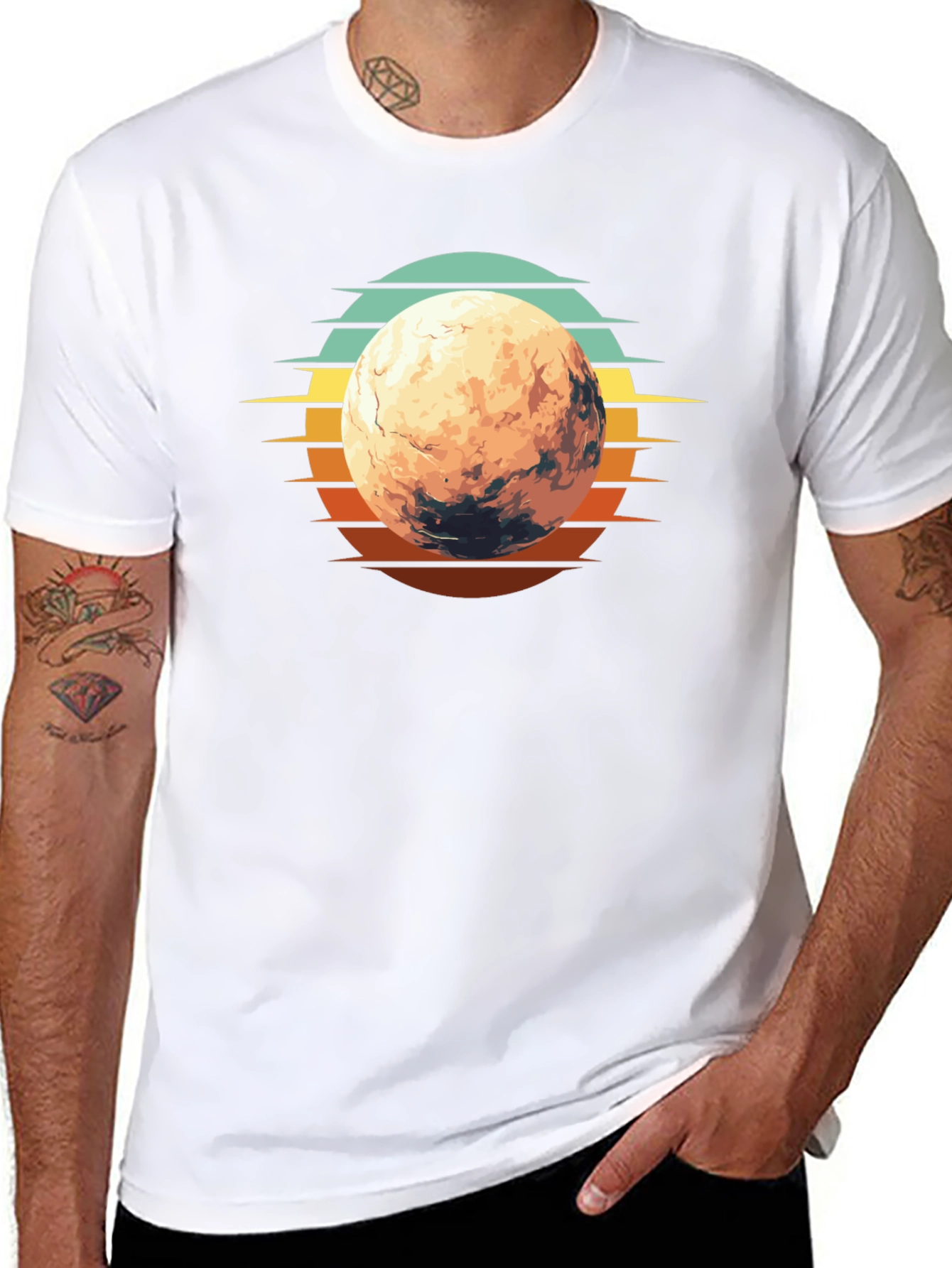 Retro Mars Graphic T-Shirt - Black Cotton Blend