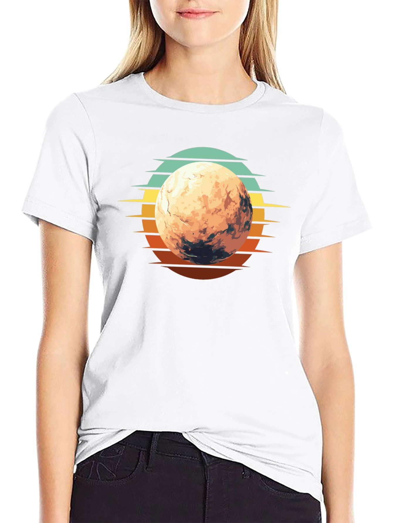 Retro Mars Graphic T-Shirt - Black Cotton Blend