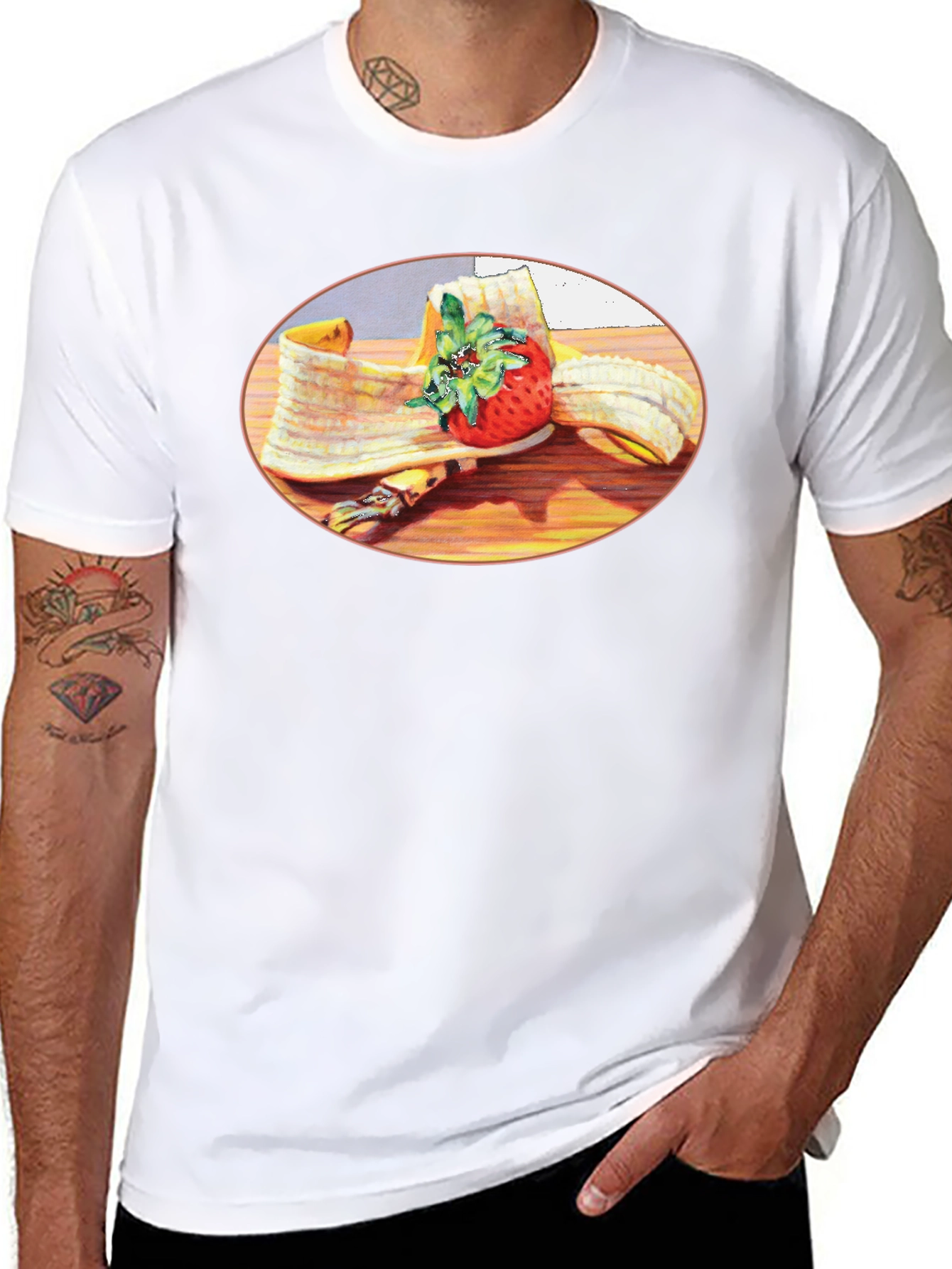 Banana & Strawberry T-Shirt - Fruit Graphic Tee