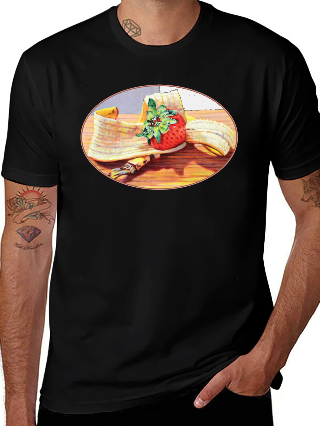 Banana & Strawberry T-Shirt - Fruit Graphic Tee