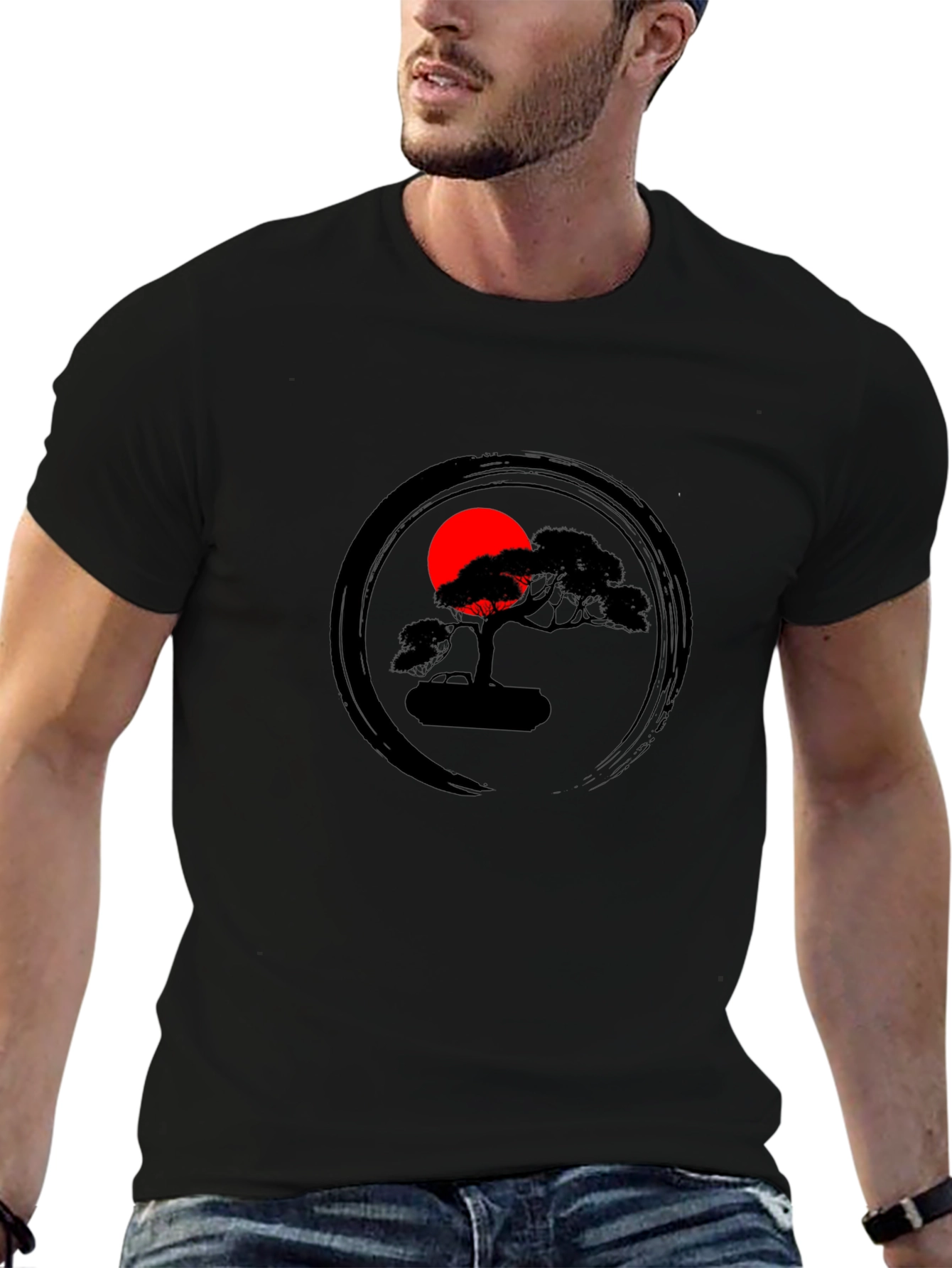 Zen Bonsai Tree Graphic Tee - Unisex Black T-Shirt