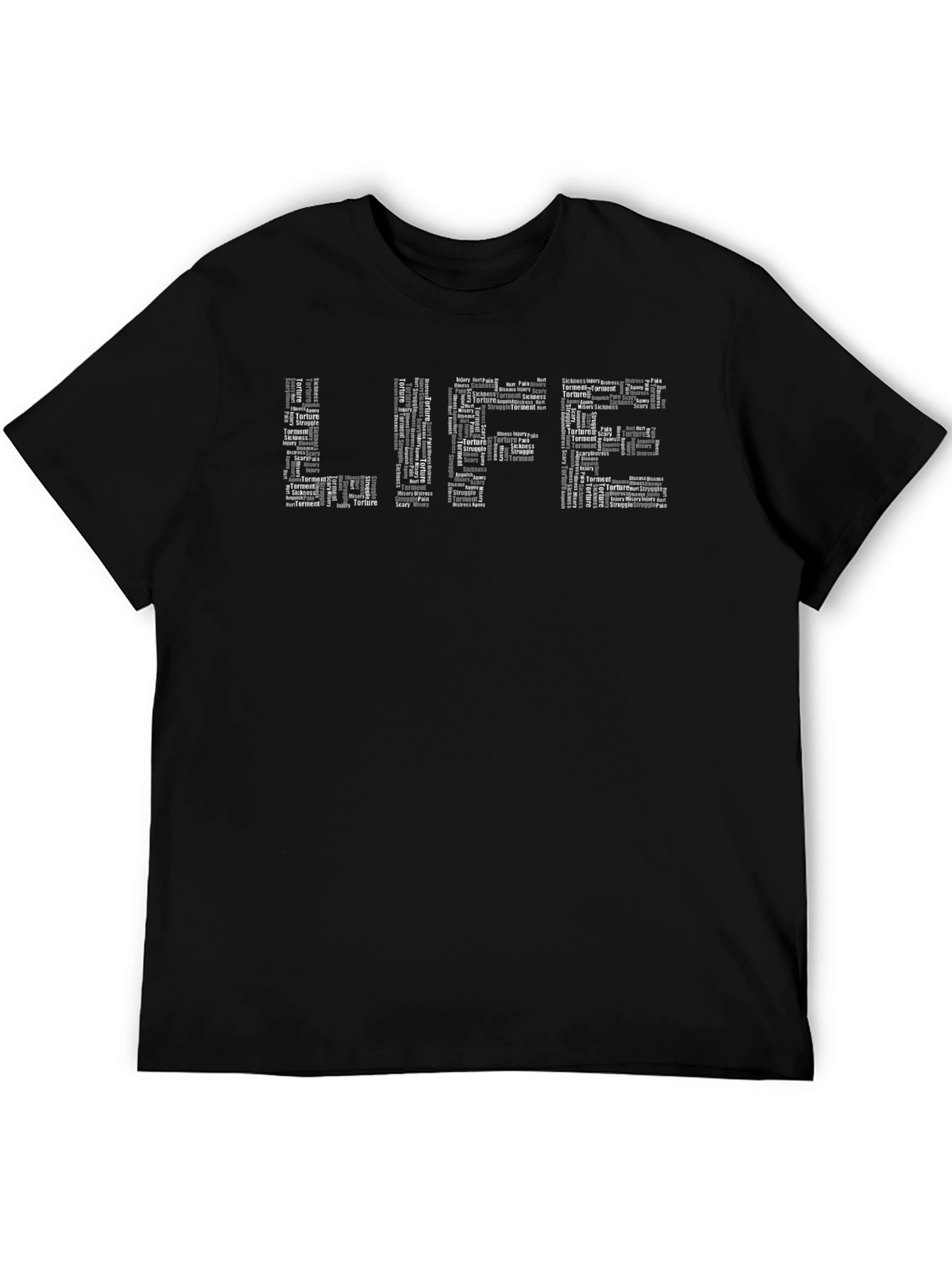 Life Word Art Black Graphic T-Shirt