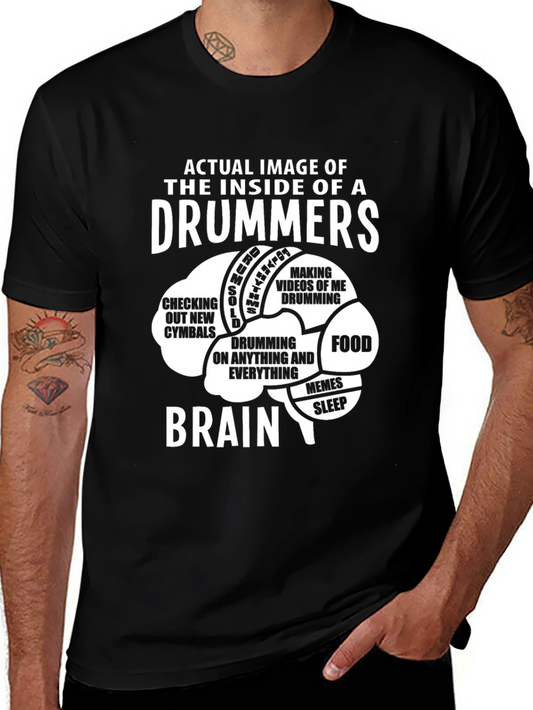 Drummer Brain T-Shirt - Funny Music Lover Tee