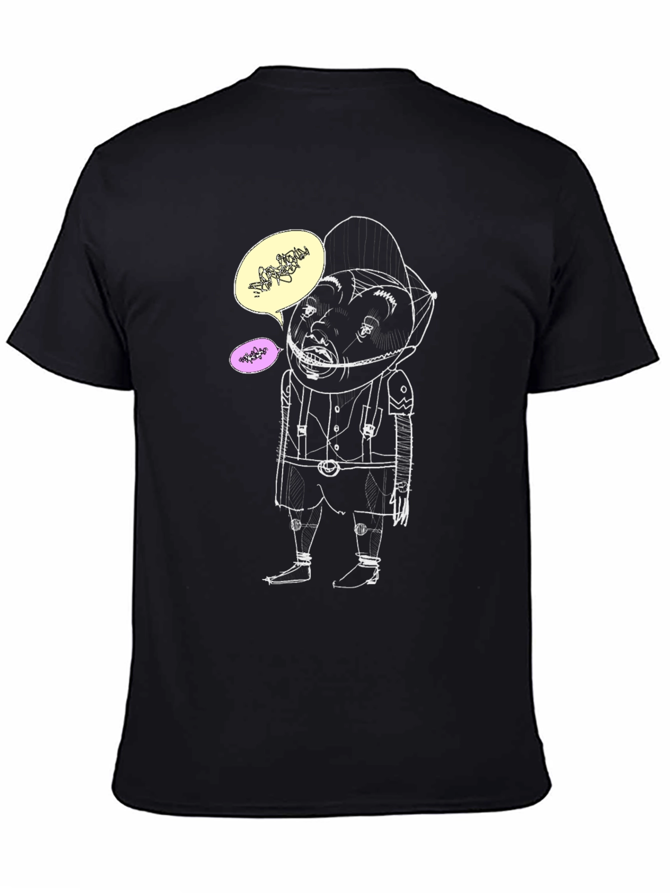 Humorous Graphic Print Mens Black Tee