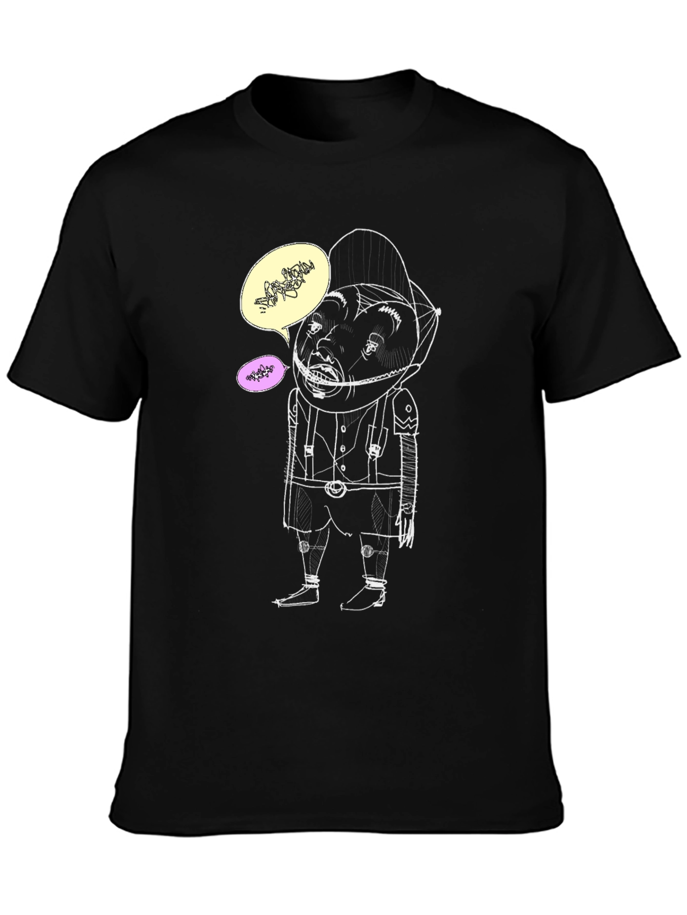 Humorous Graphic Print Mens Black Tee