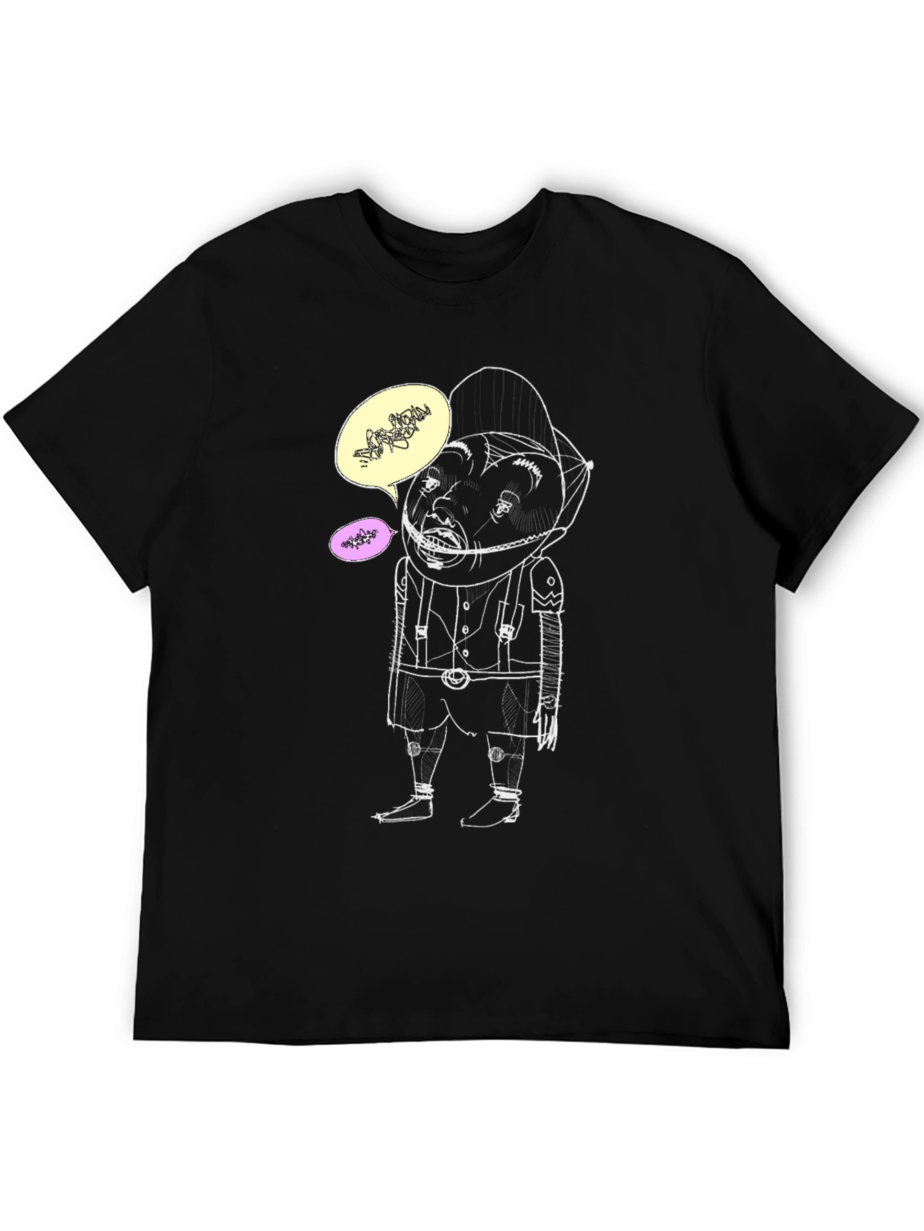 Humorous Graphic Print Mens Black Tee