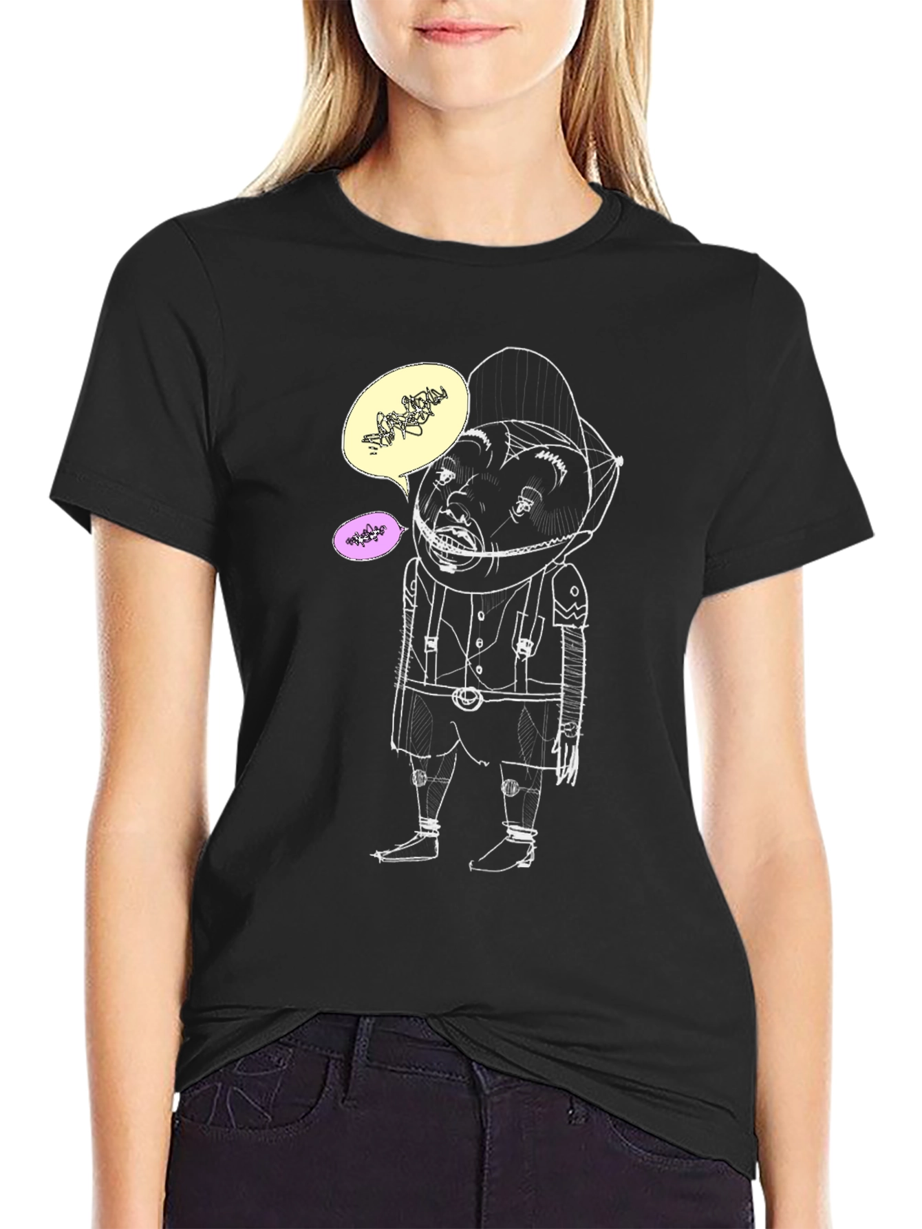 Humorous Graphic Print Mens Black Tee