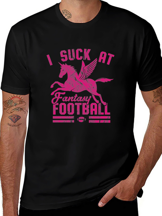 I Suck at Fantasy Football Pink Unicorn Graphic T-Shirt