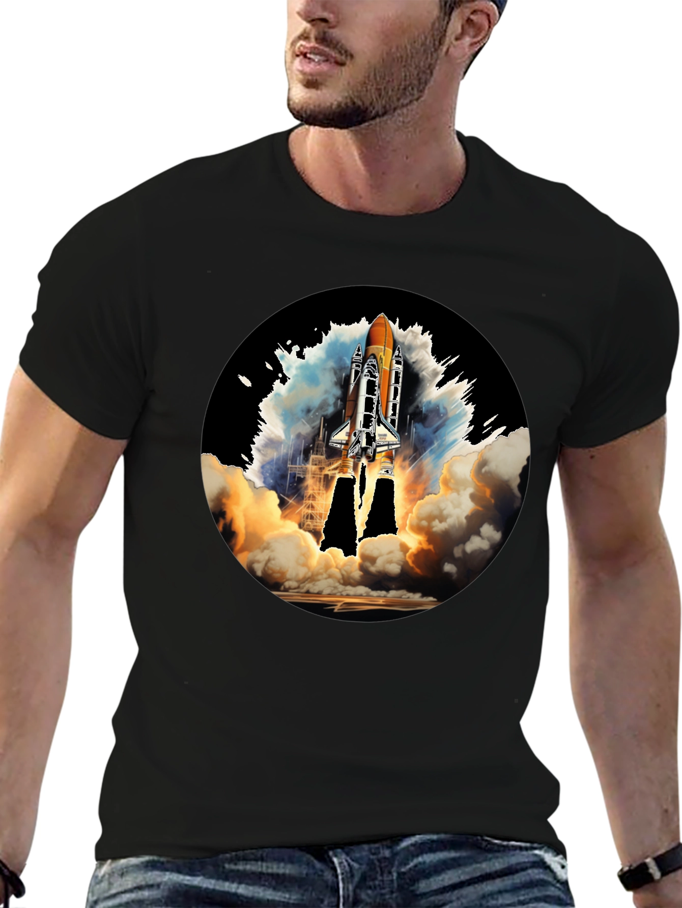 Rocket Launch Graphic Tee - Space Shuttle T-Shirt