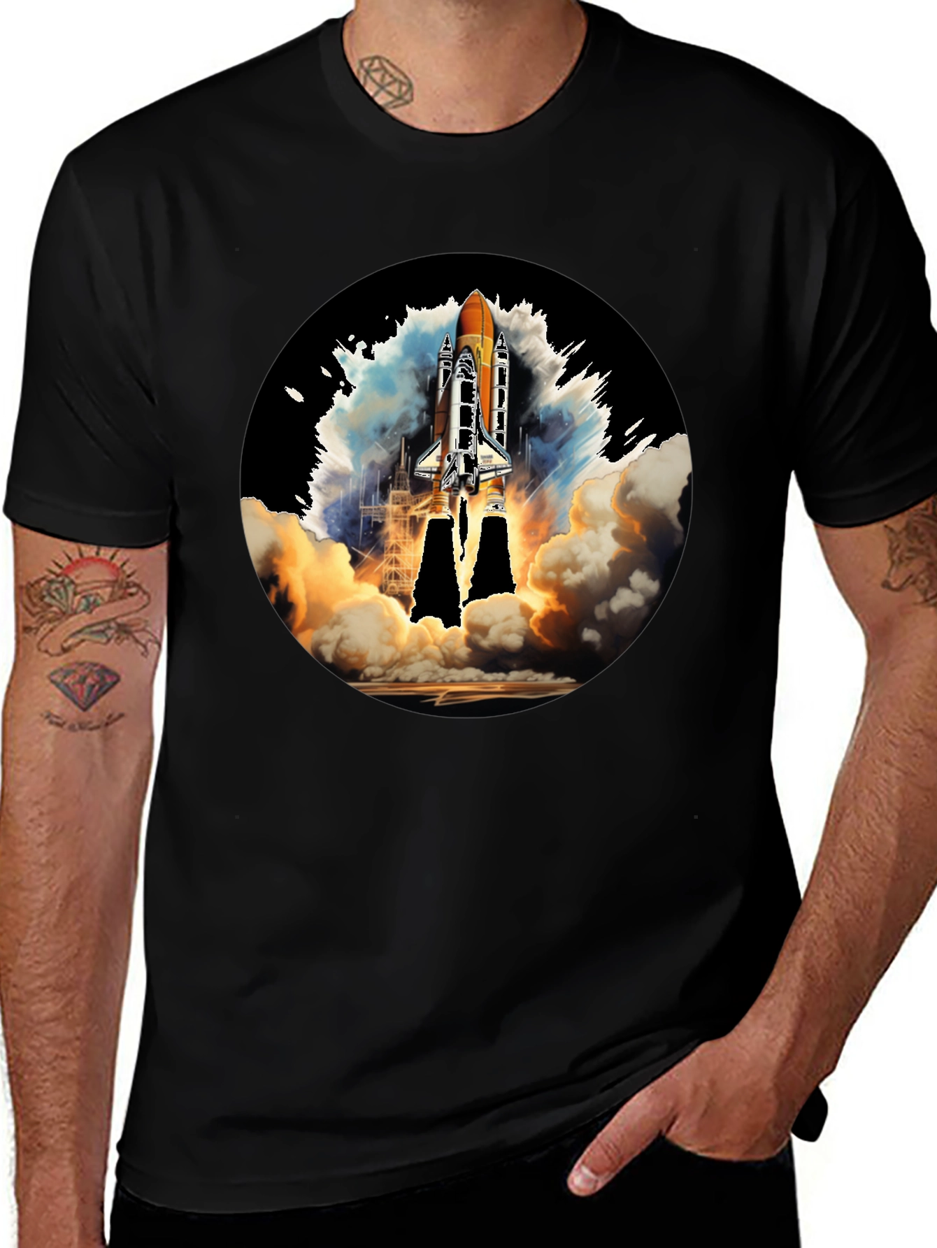 Rocket Launch Graphic Tee - Space Shuttle T-Shirt
