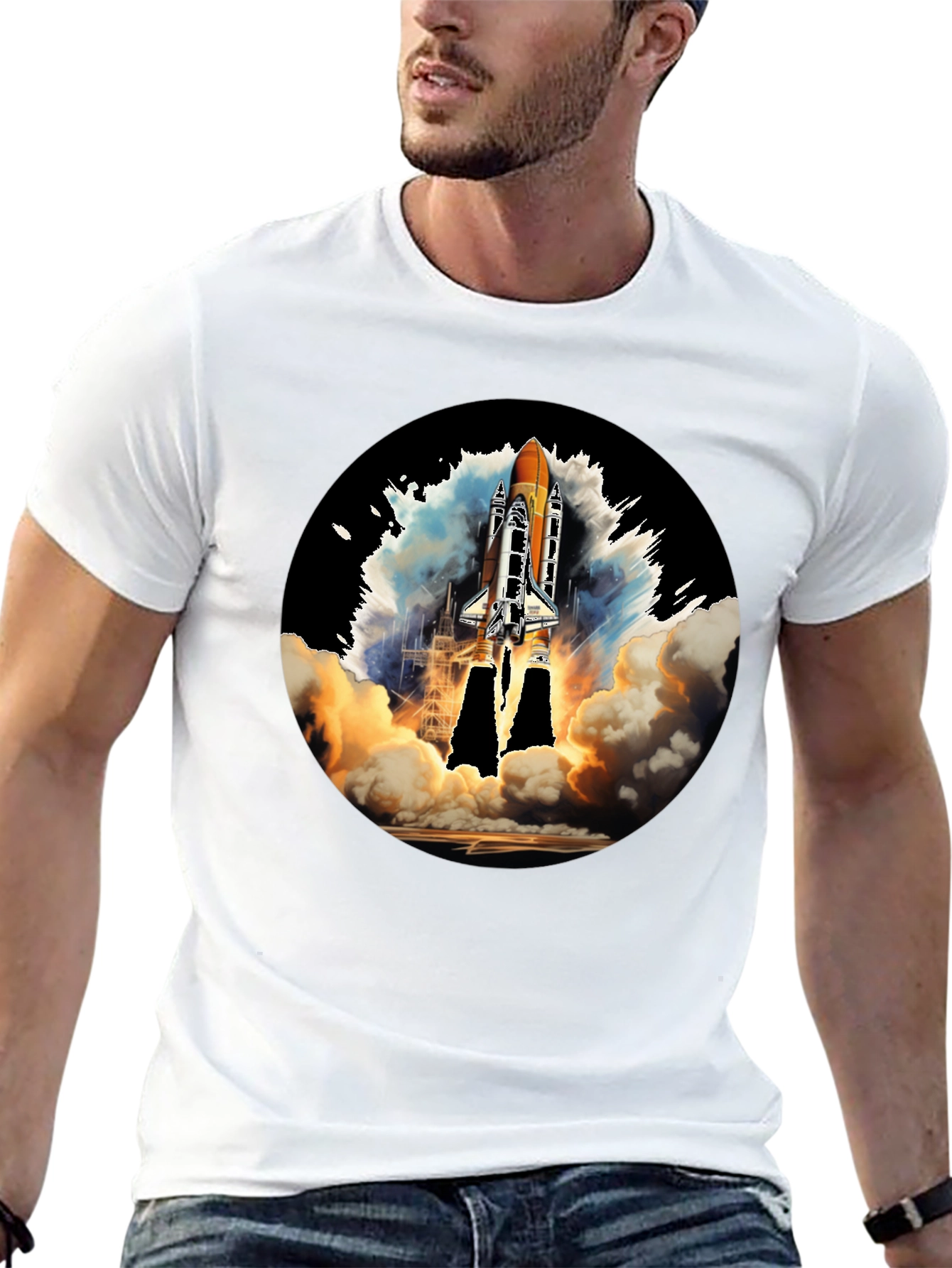 Rocket Launch Graphic Tee - Space Shuttle T-Shirt