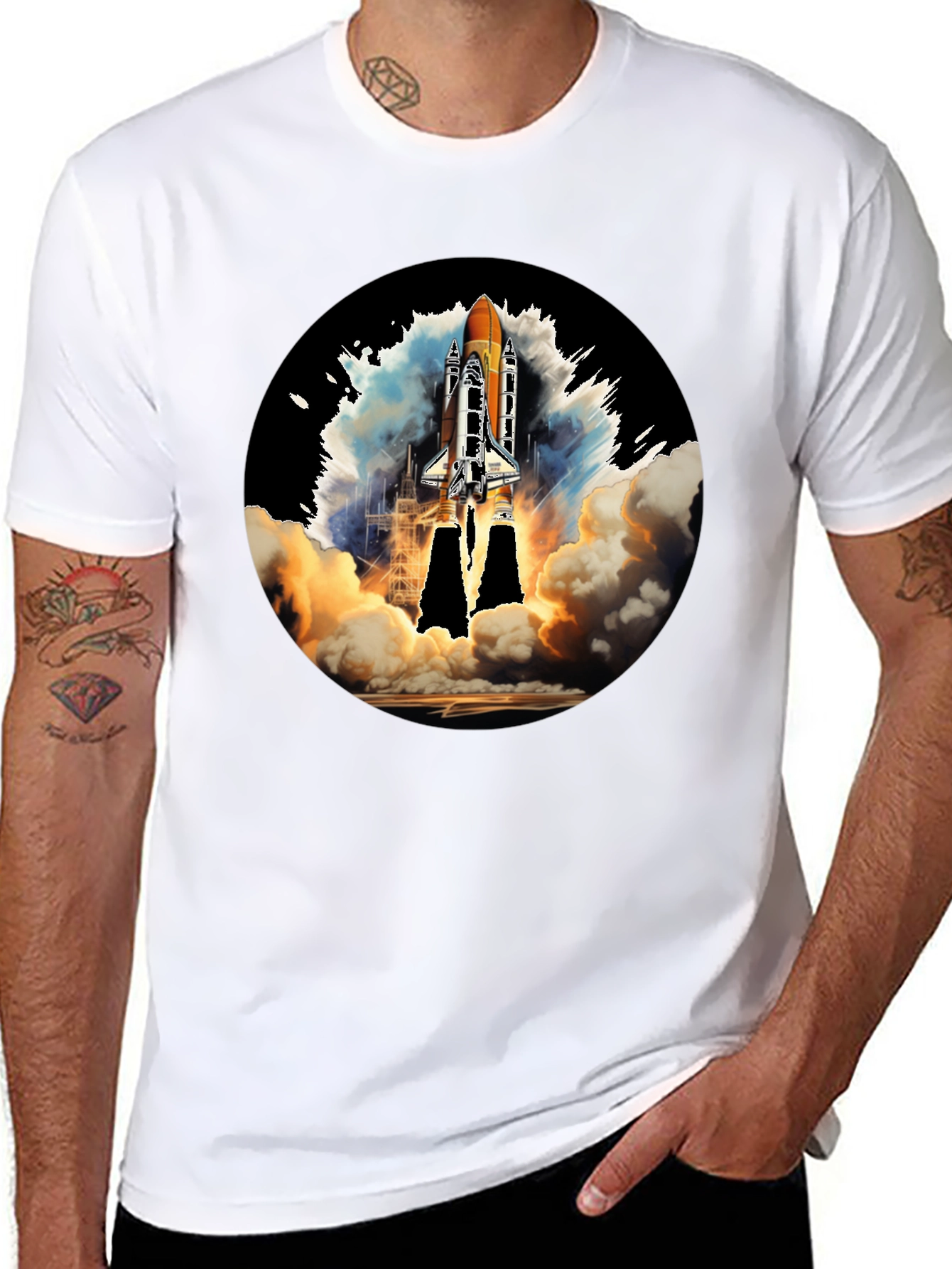 Rocket Launch Graphic Tee - Space Shuttle T-Shirt