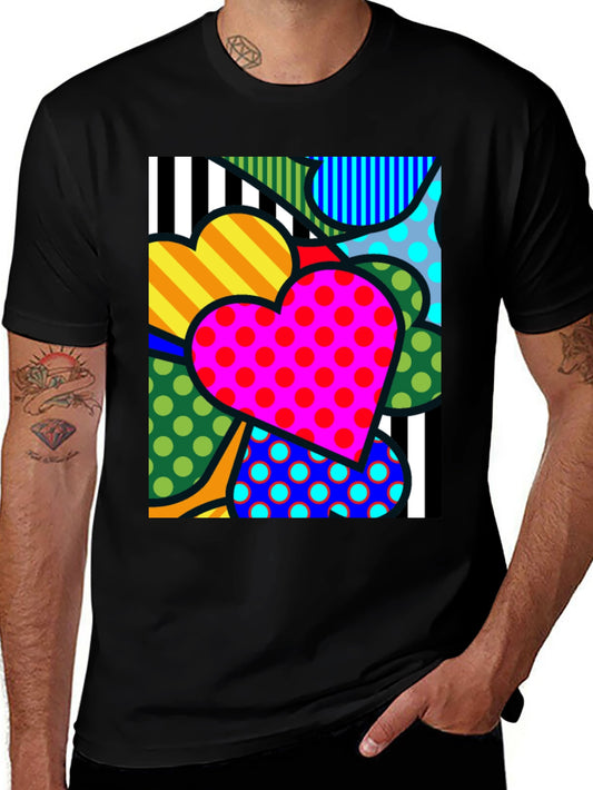 Colorful Hearts Graphic Tee - Pop Art Style