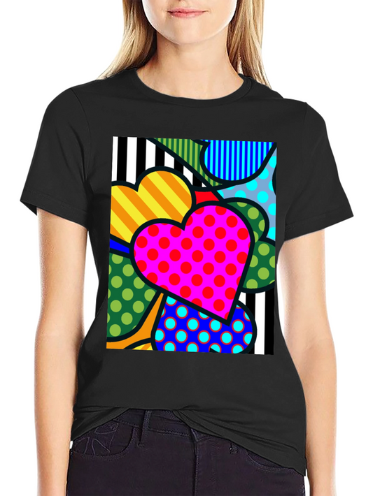 Colorful Hearts Graphic Tee - Pop Art Style