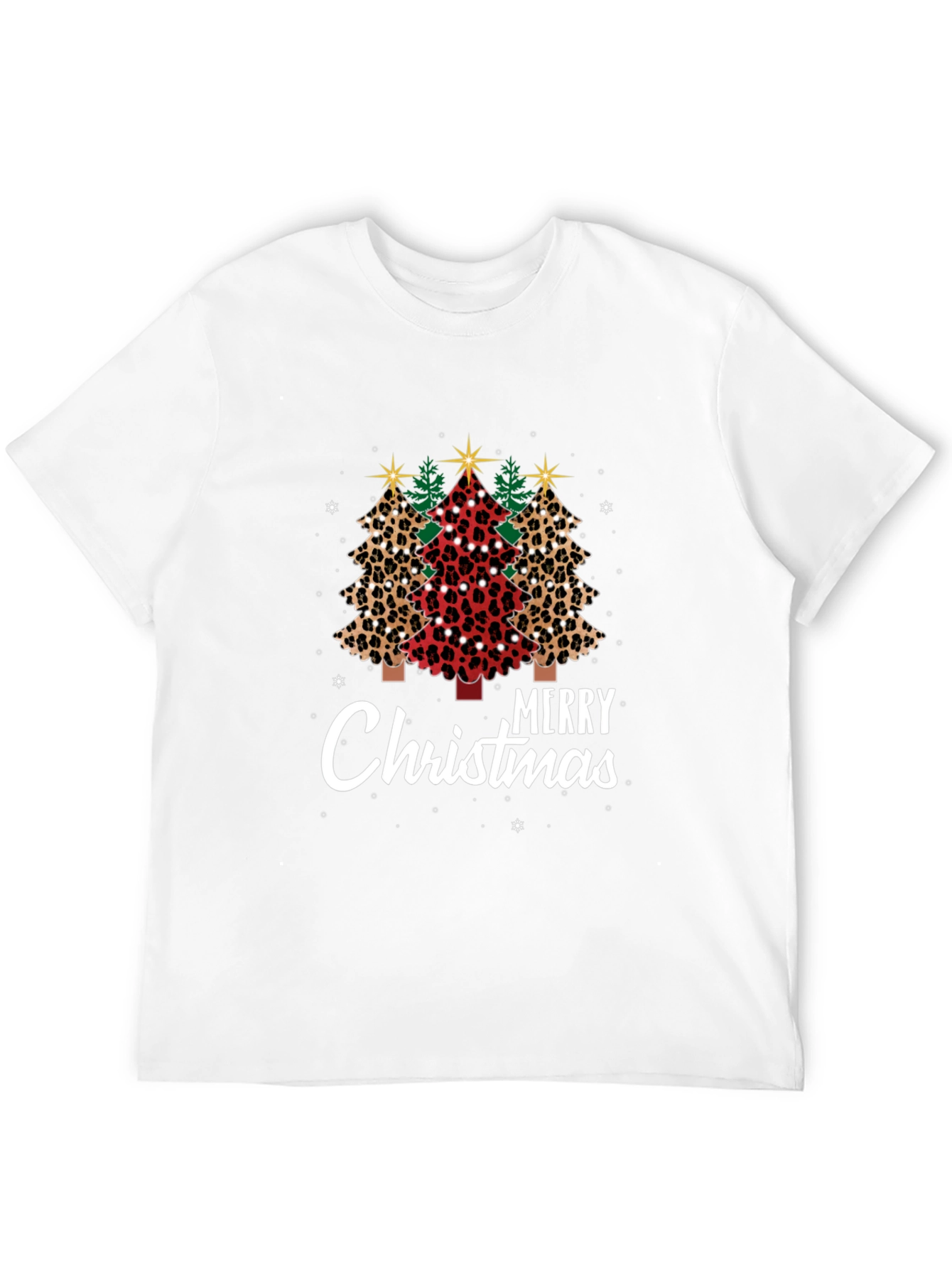 Merry Christmas Leopard Print Trees T-Shirt