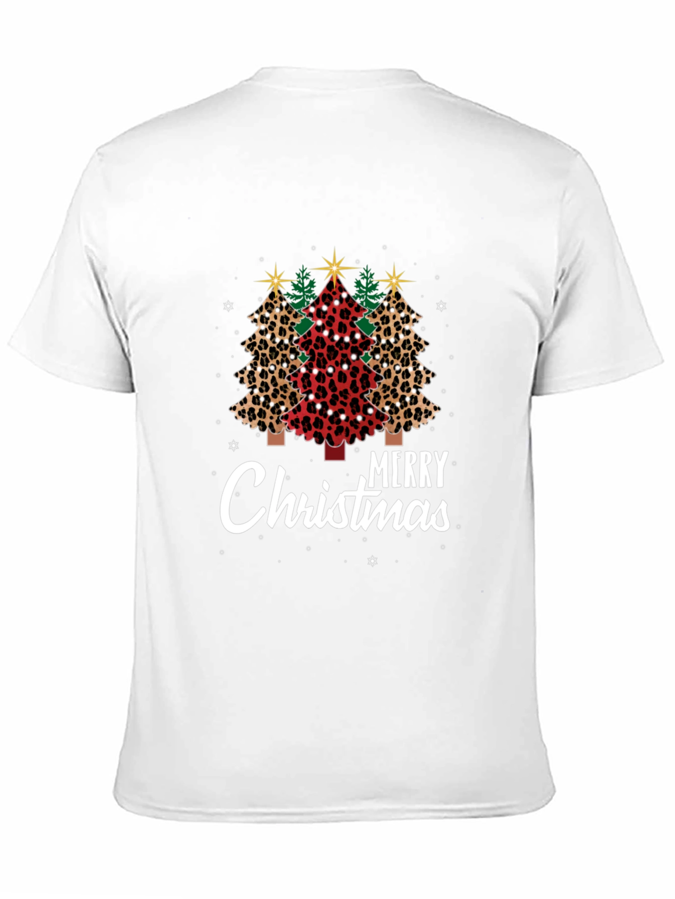 Merry Christmas Leopard Print Trees T-Shirt
