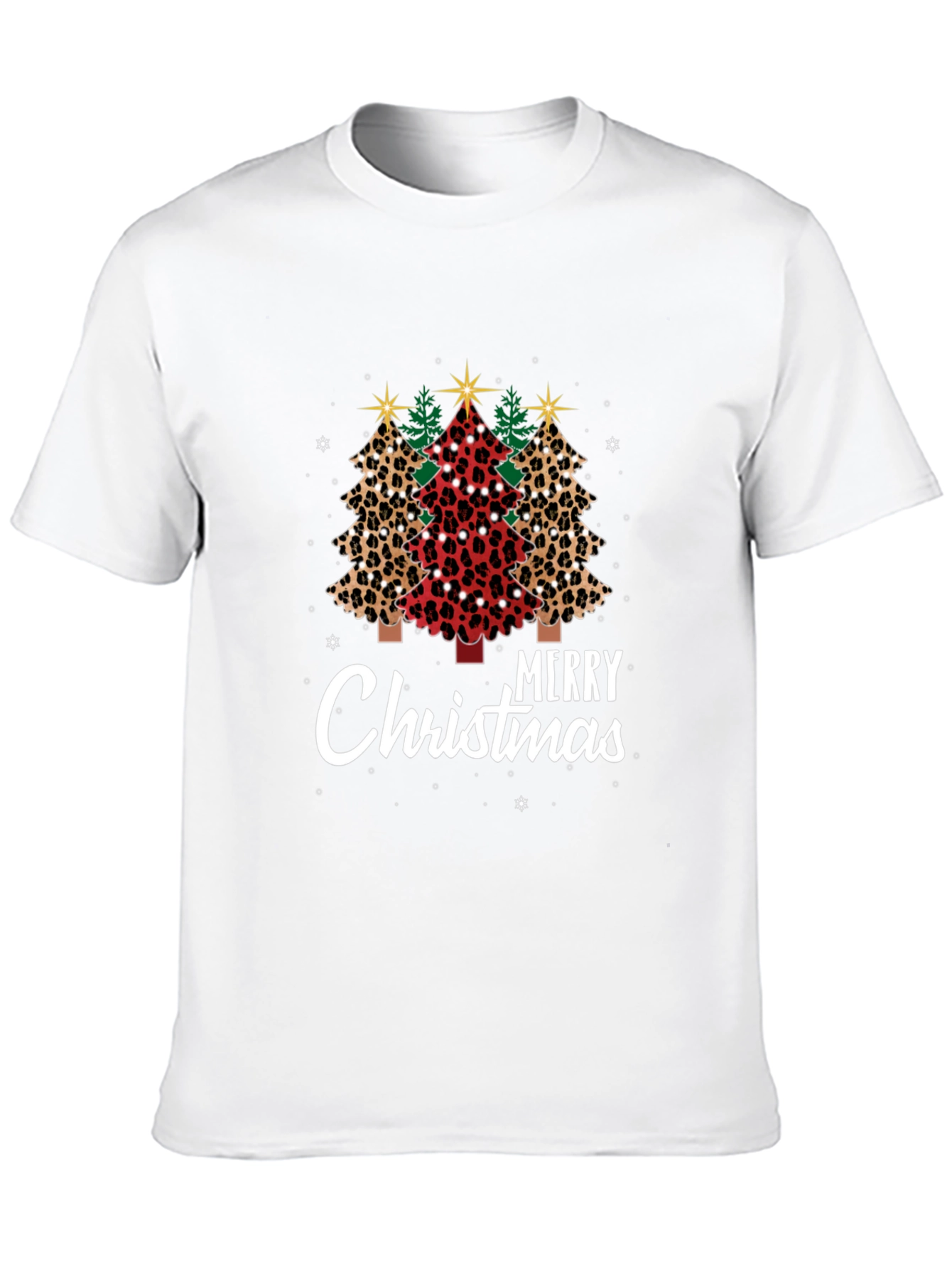 Merry Christmas Leopard Print Trees T-Shirt