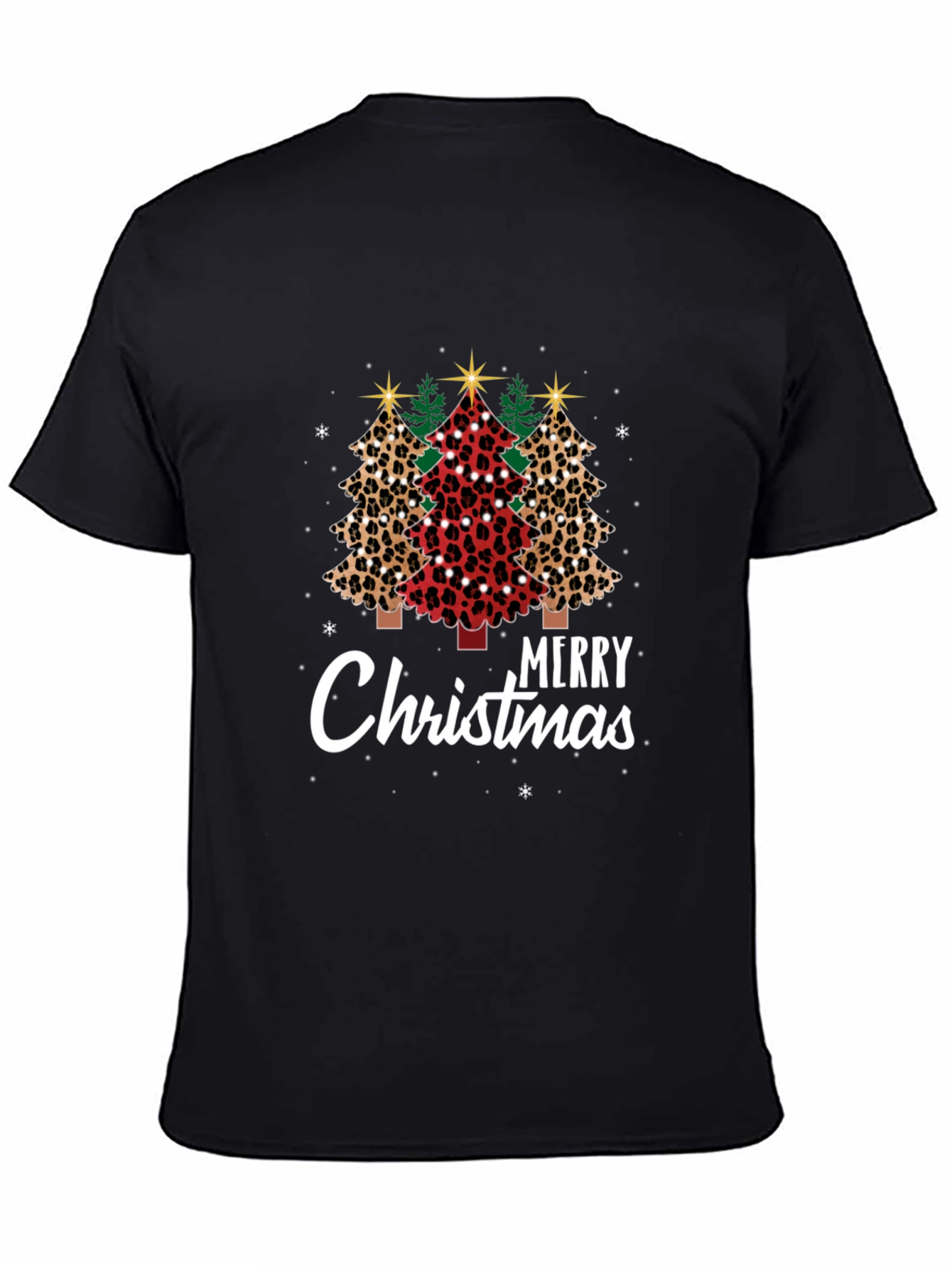 Merry Christmas Leopard Print Trees T-Shirt