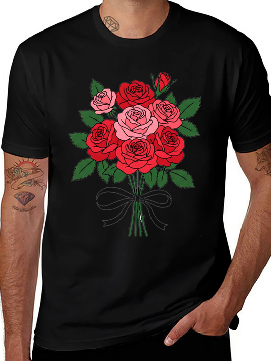 Floral Bouquet T-Shirt: Roses and Bow