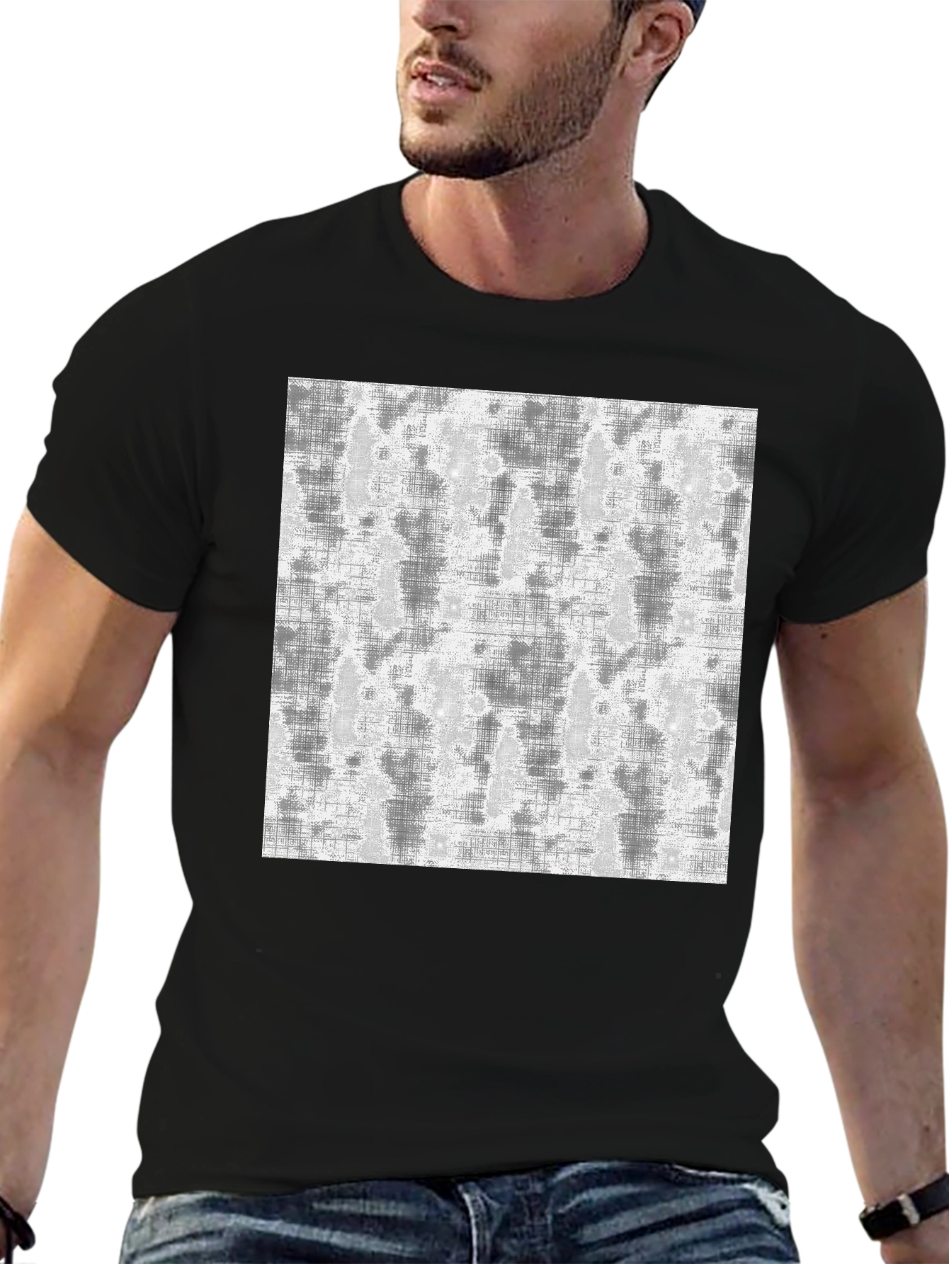 Abstract Print Black Tee - Modern Casual Wear