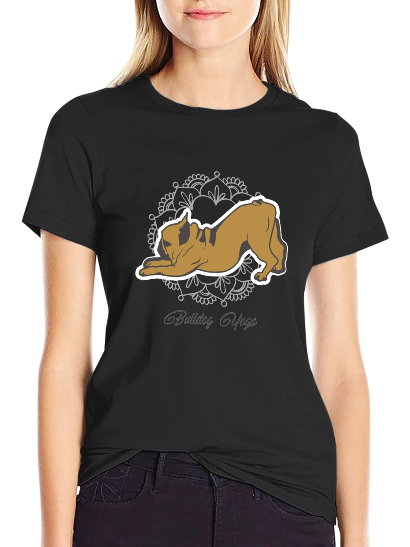 Bulldog Yoga Graphic Tee - Mens Black T-Shirt