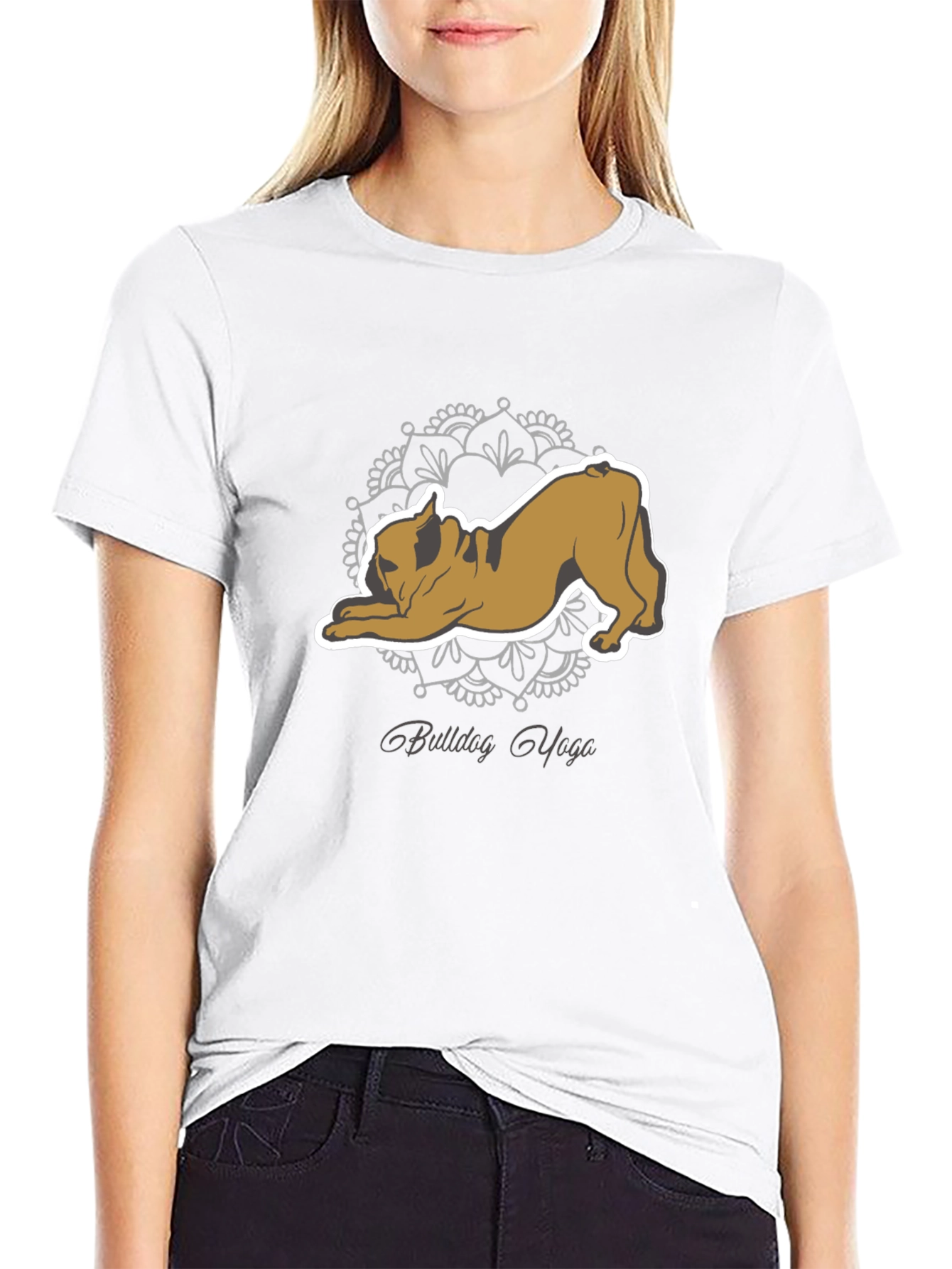 Bulldog Yoga Graphic Tee - Mens Black T-Shirt