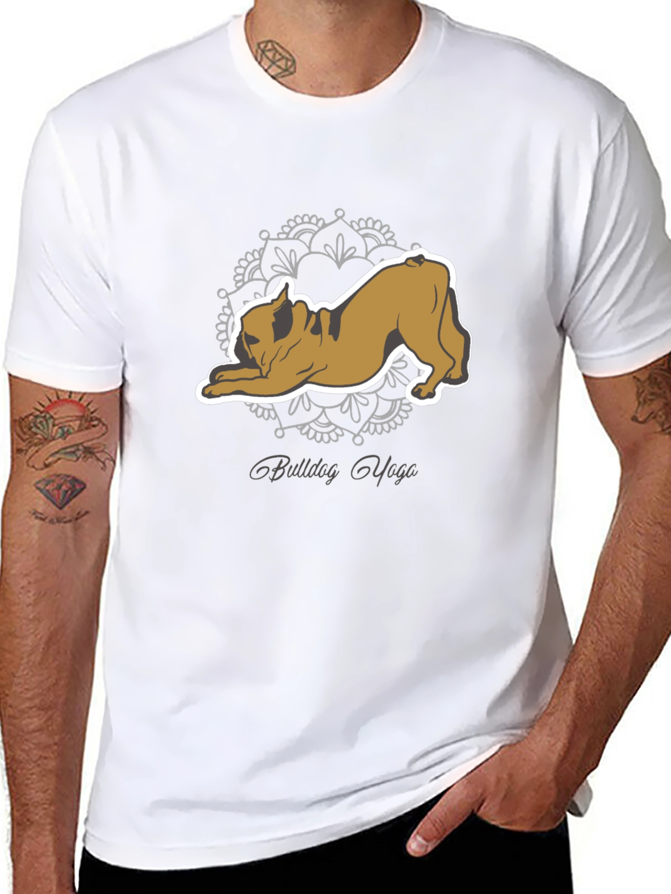 Bulldog Yoga Graphic Tee - Mens Black T-Shirt