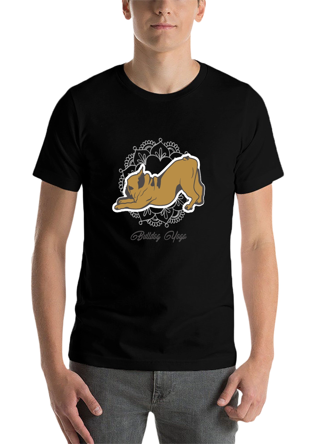 Bulldog Yoga Graphic Tee - Mens Black T-Shirt