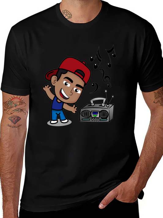 Cartoon DJ Black T-Shirt