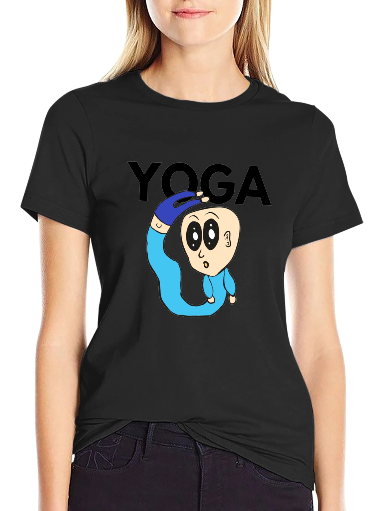 Yoga Cartoon T-Shirt: Flexible Fun!