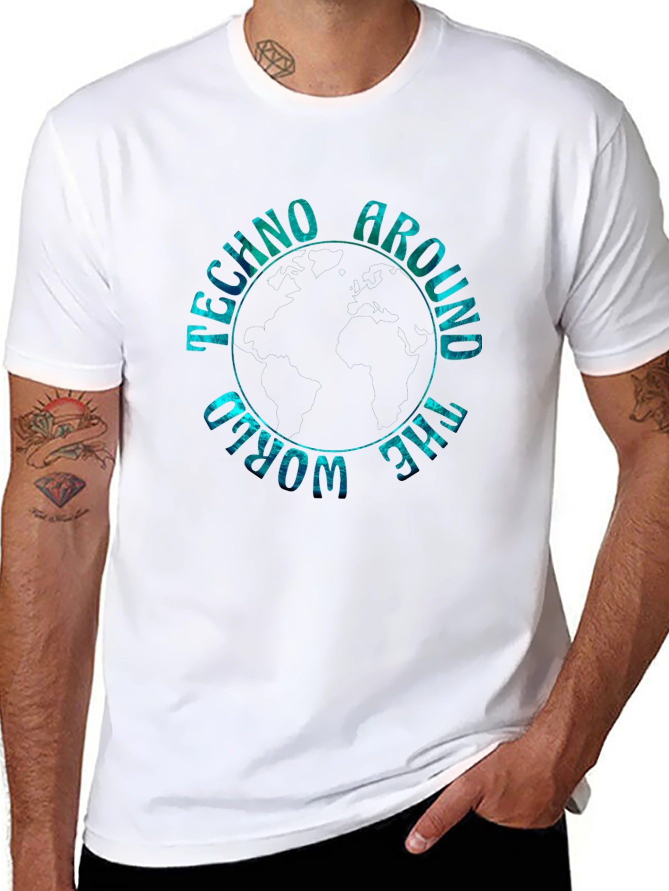 Techno Around the World Graphic Tee - Black