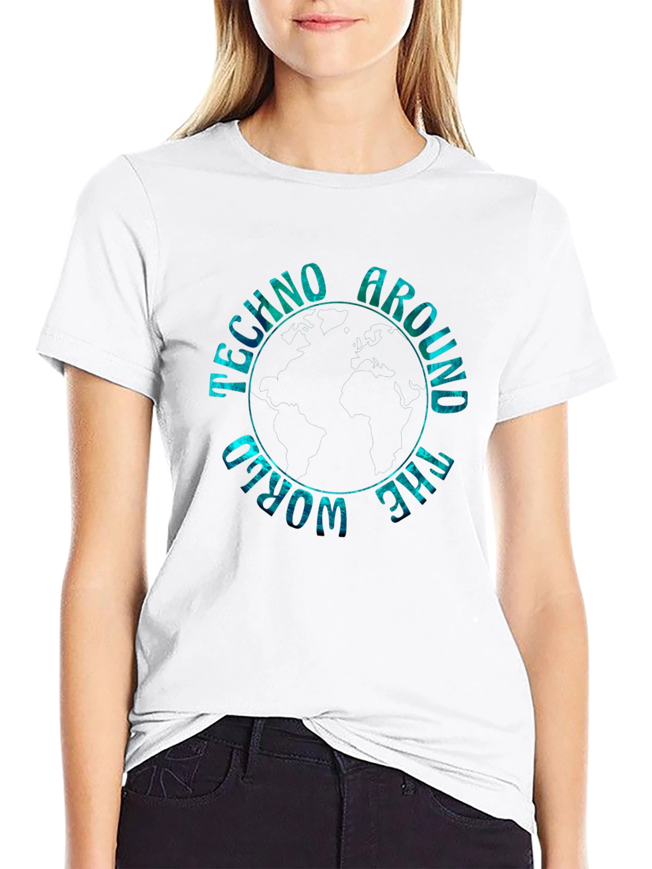 Techno Around the World Graphic Tee - Black