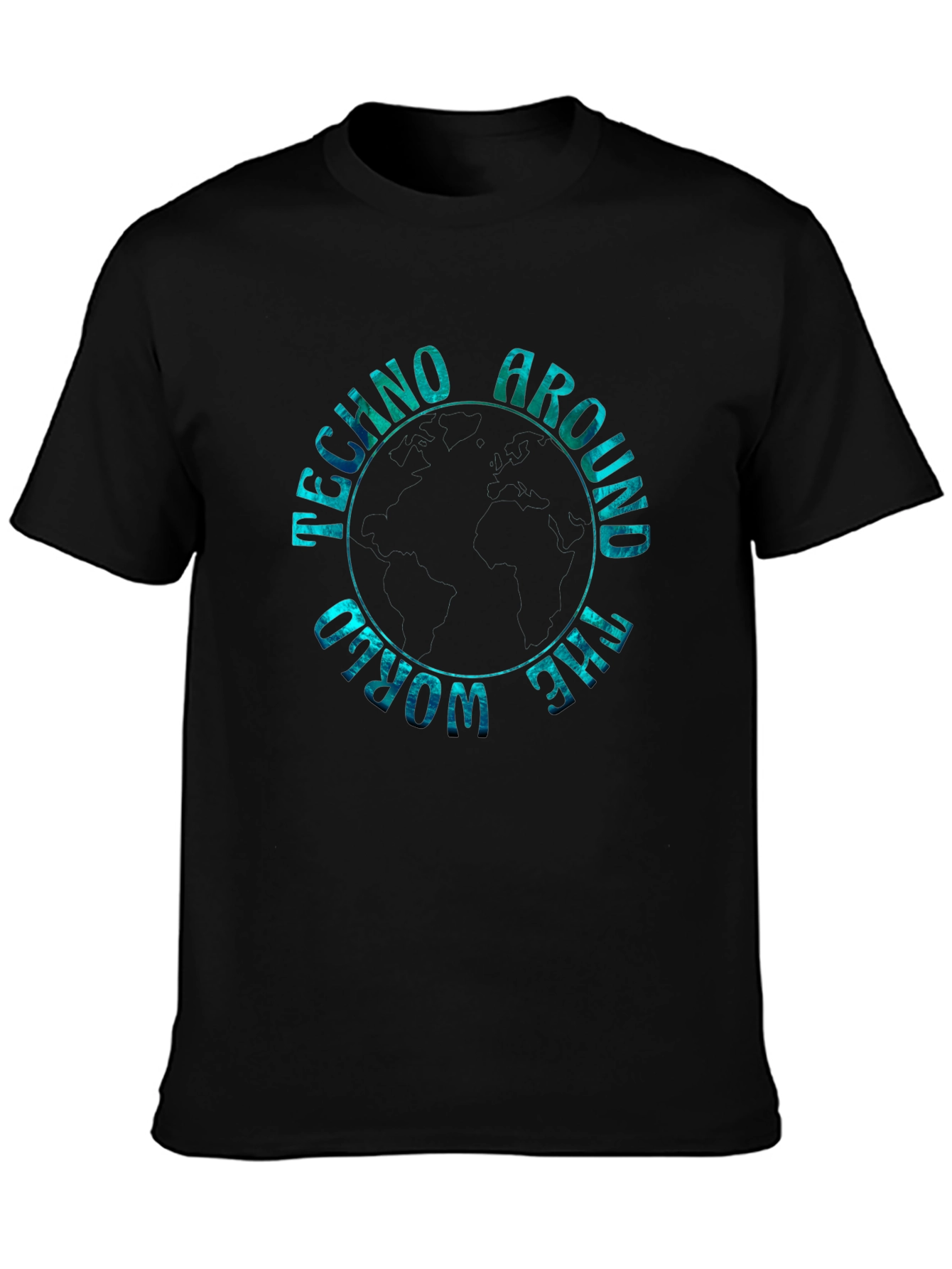 Techno Around the World Graphic Tee - Black