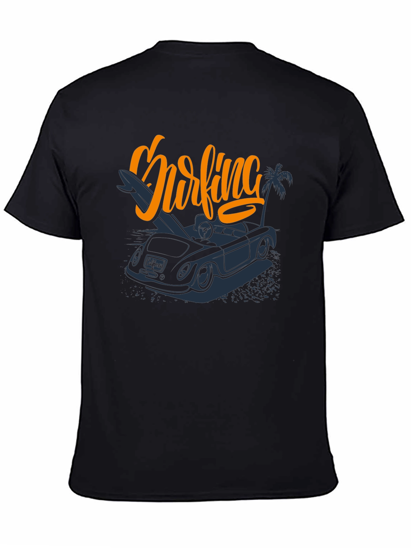 Surfing Car Graphic Tee - Mens Black T-Shirt
