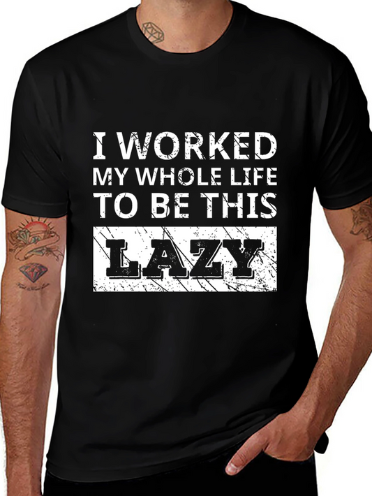 Funny Lazy Slogan Black T-Shirt